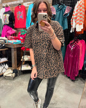 Leopard Rhinestone Oversized Top