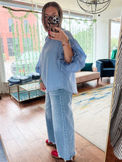 Pinstripe Voluminous Bubble Blouse
