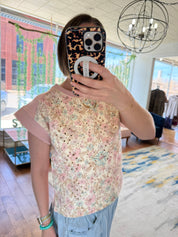 Floral Print & Terry Mix Top