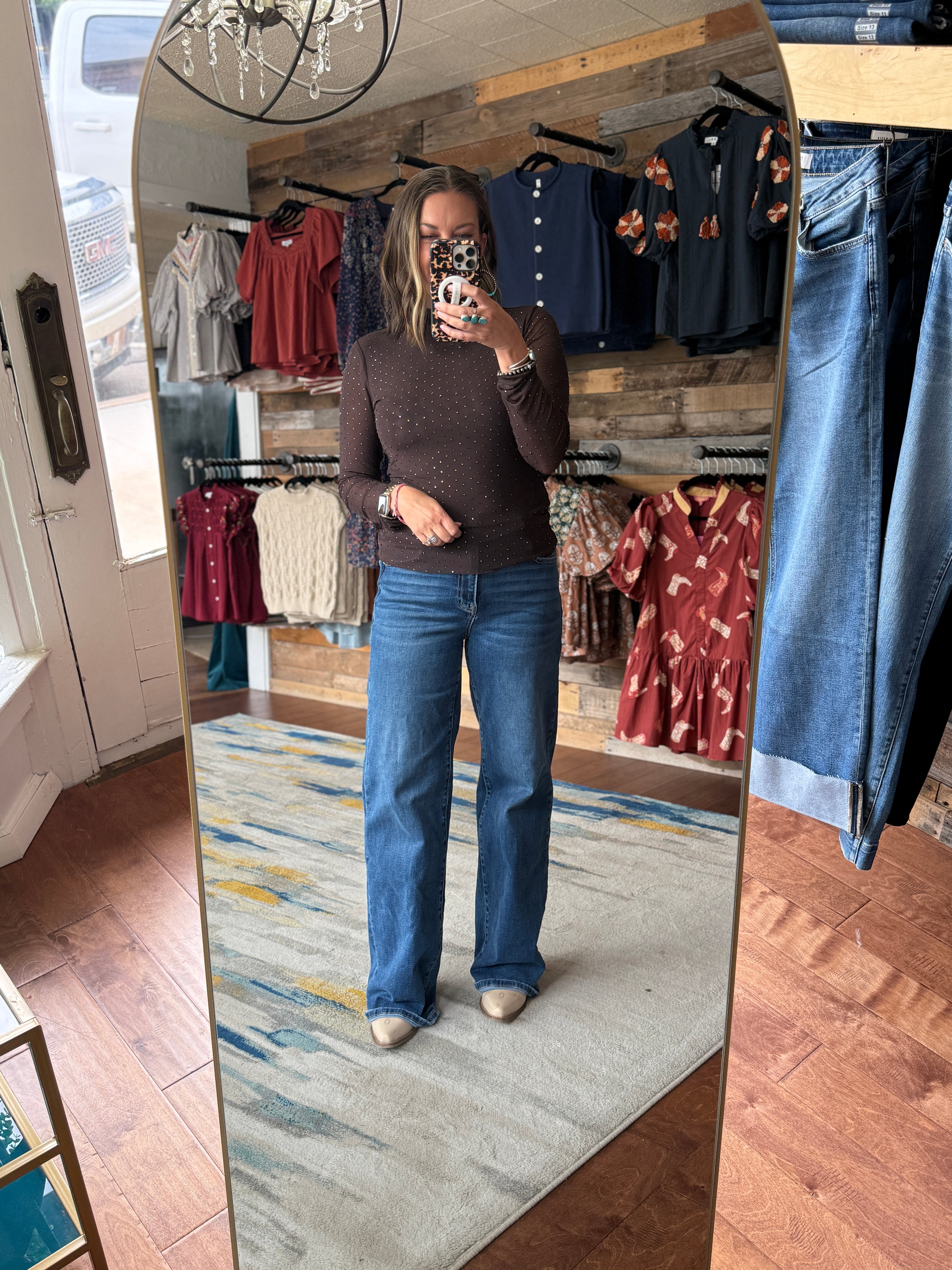 Embellished Mesh Top