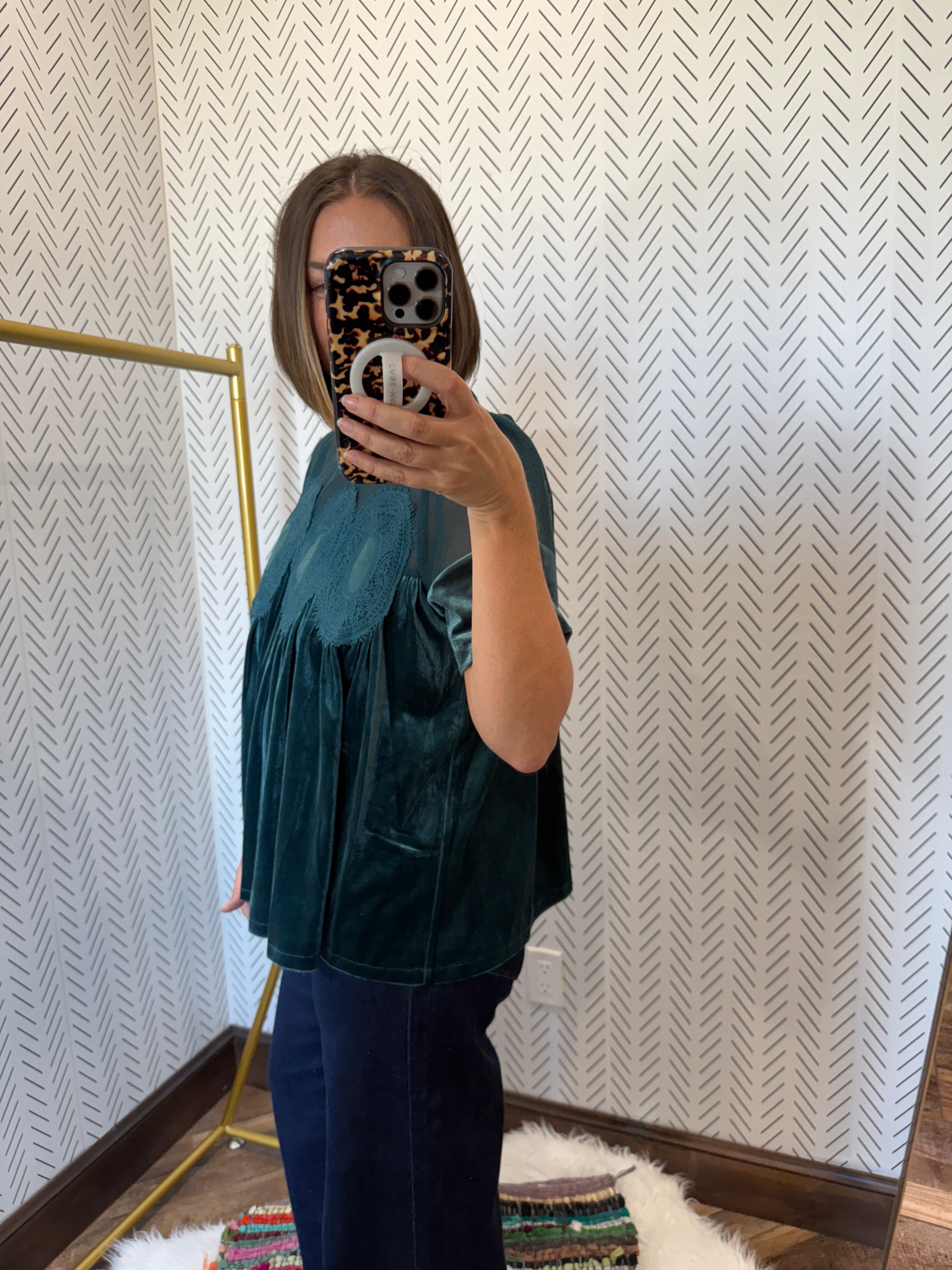 Ellie Applique Velvet Top