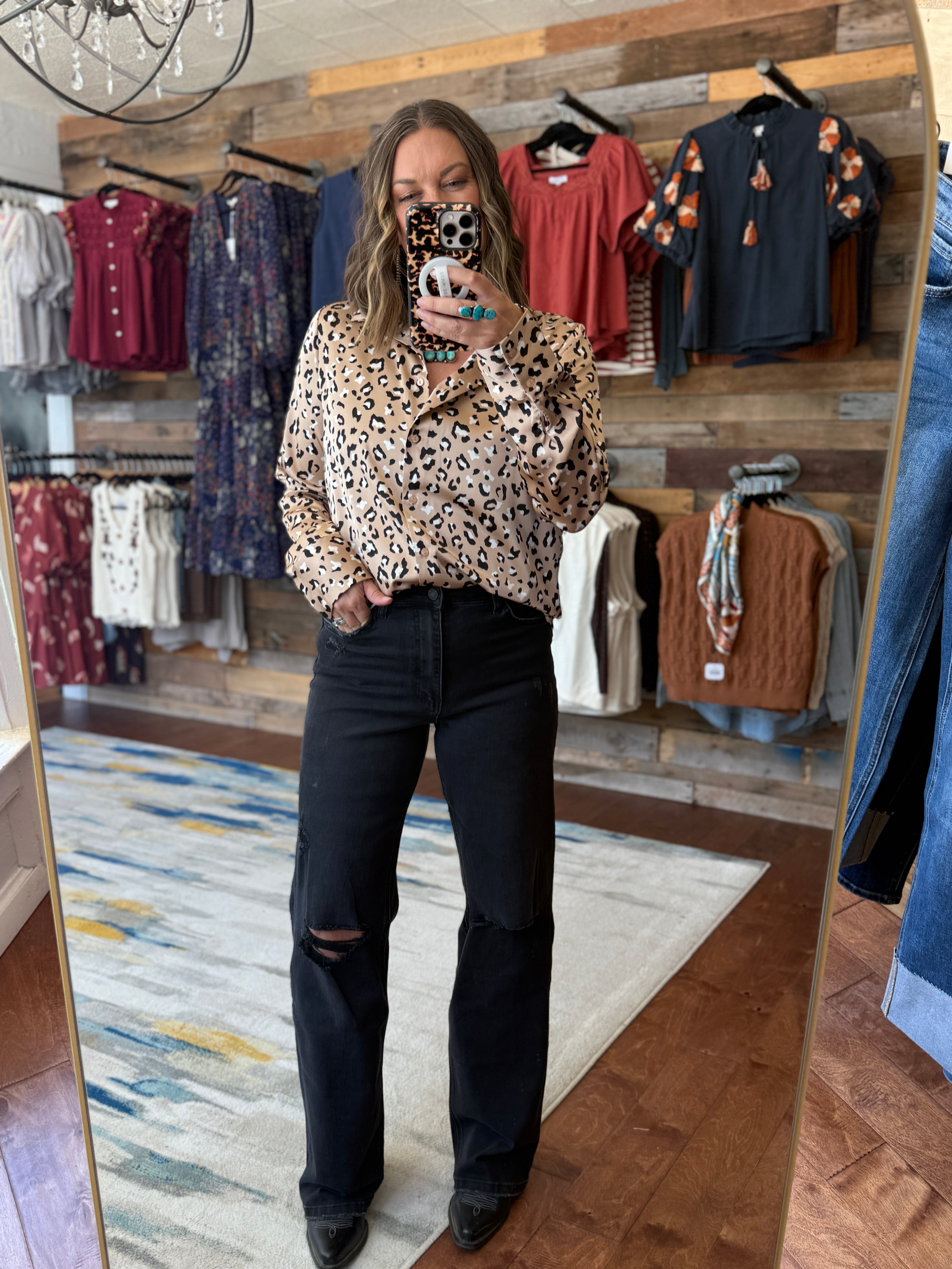 Leopard Satin Blouse