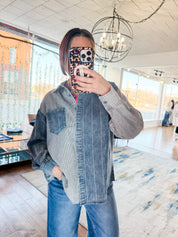 Contrast Denim Striped Shirt