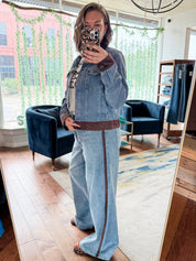 Suede Contrast Denim Jacket