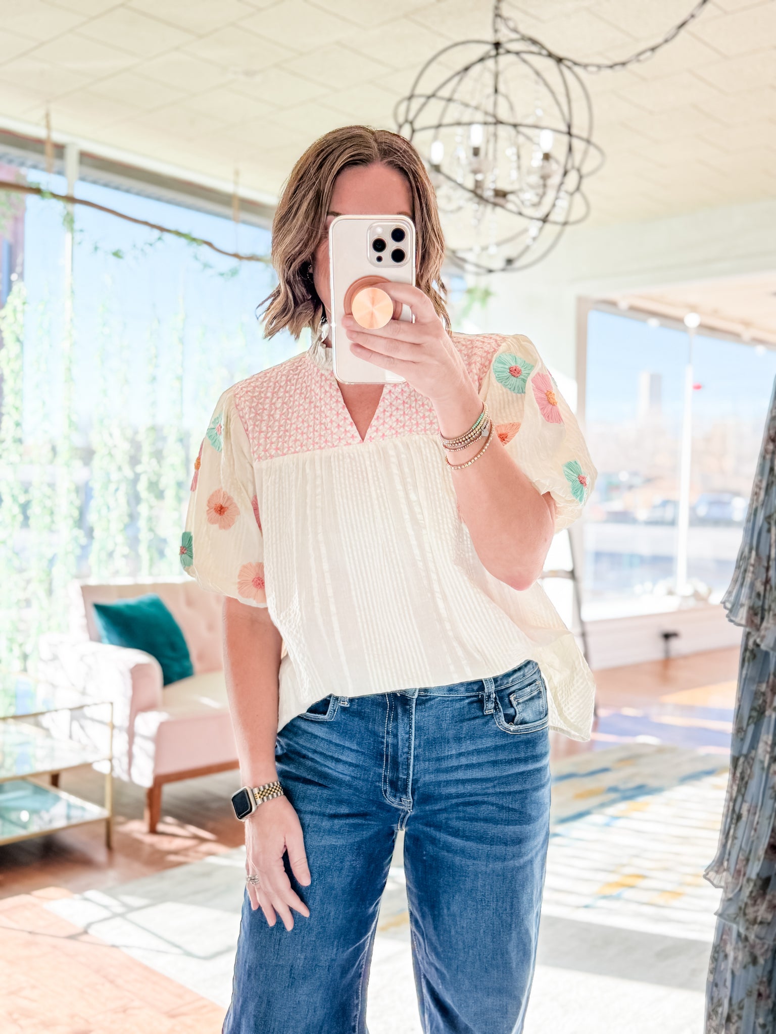 Spring Flowers Embroidered Top