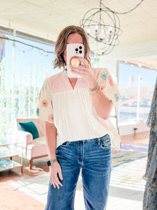 Spring Flowers Embroidered Top