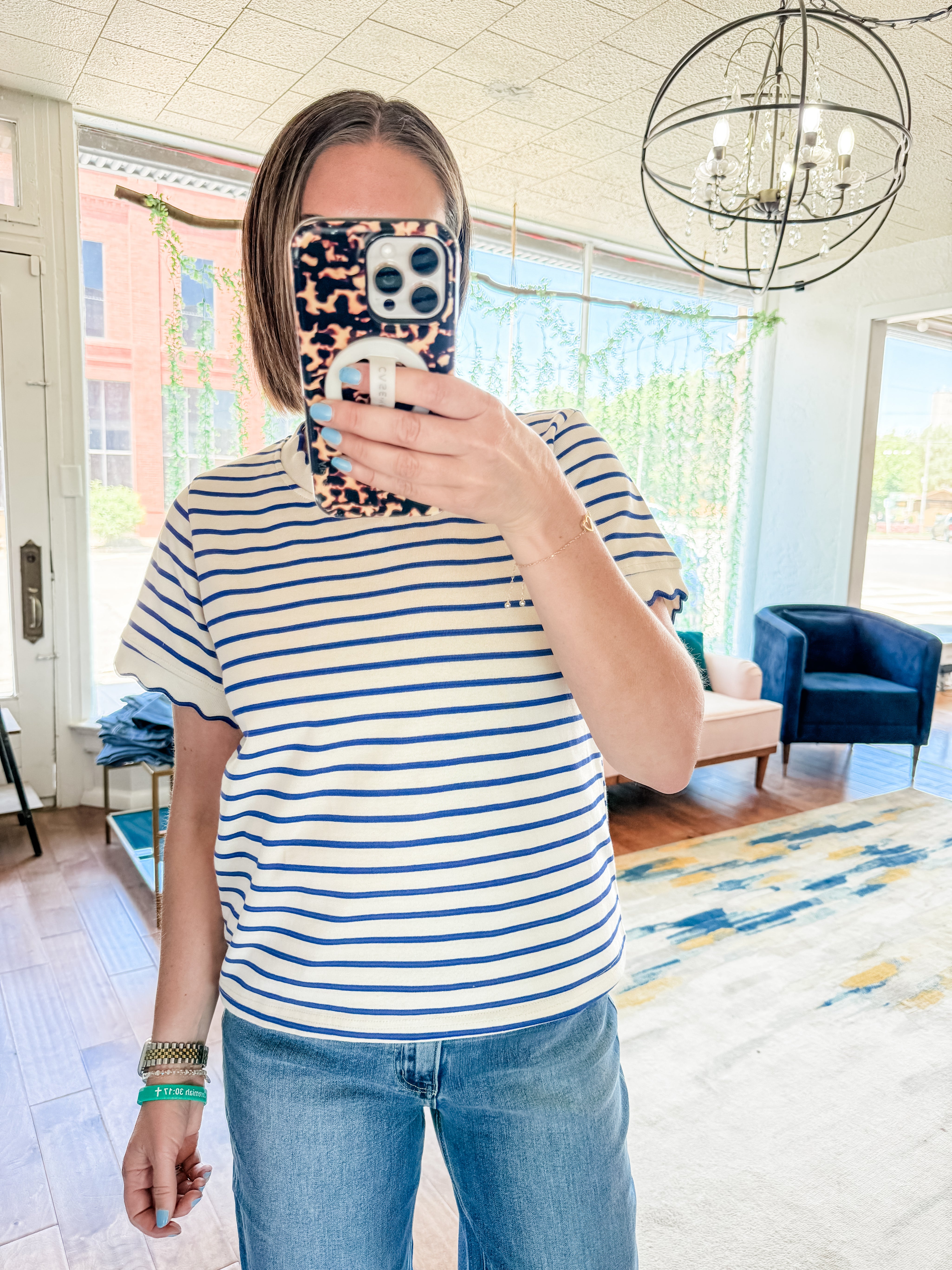 Scalloped Stripe Top