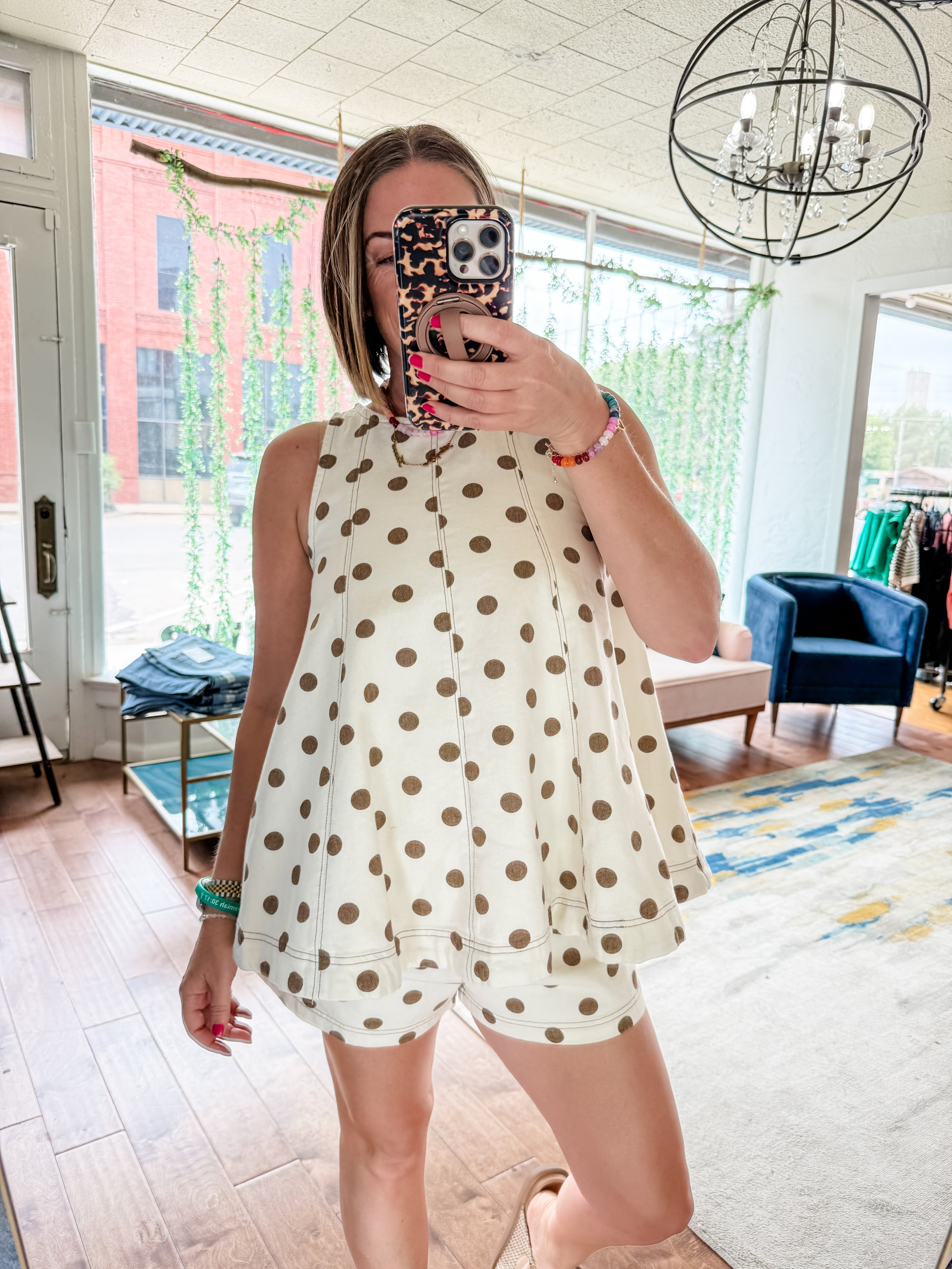 Mineral Washed Polka Dot Swing Top