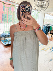 Striped Sleeveless Midi Dress