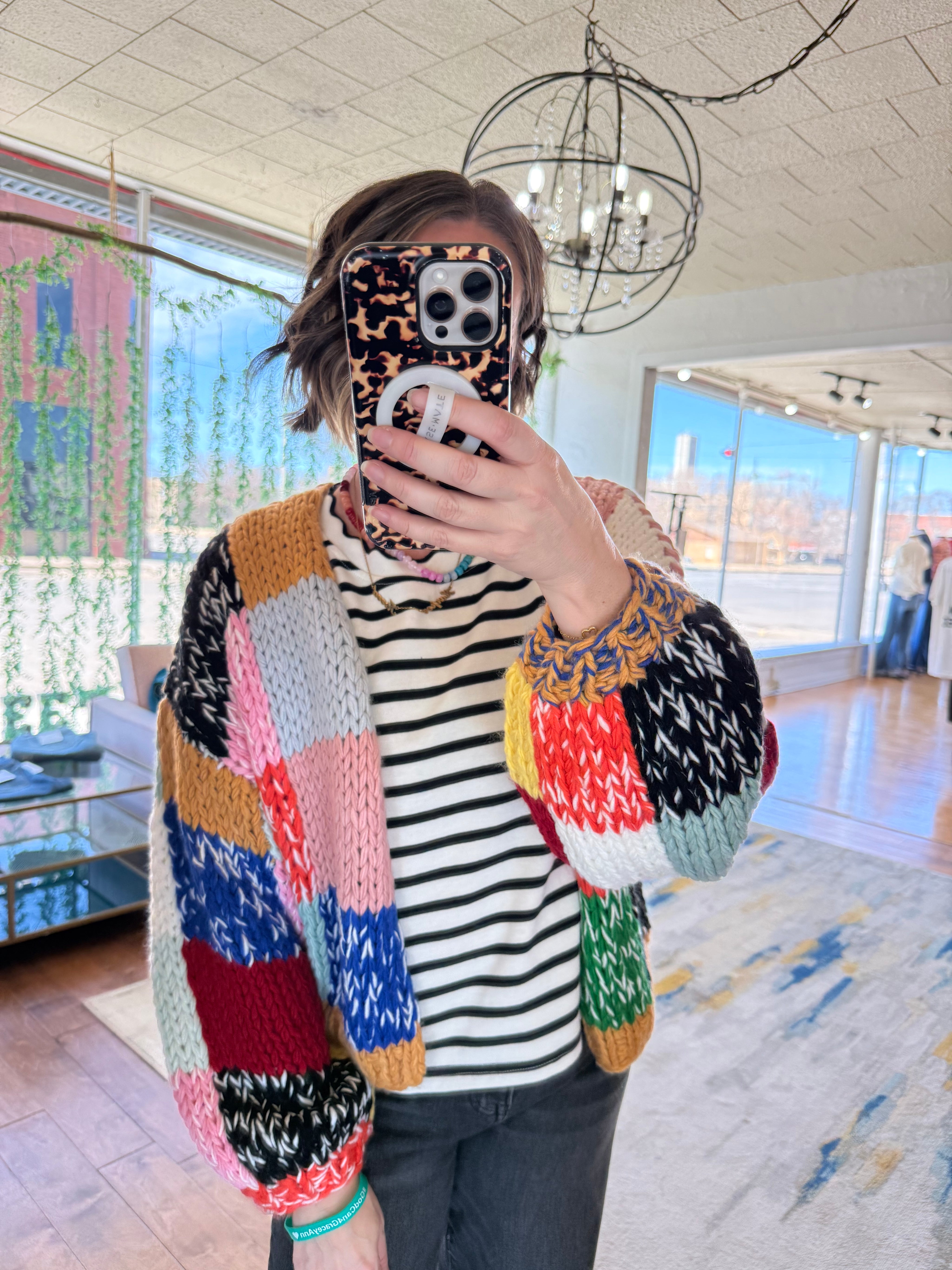 Rainbow Squares Cardigan
