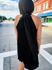 Pleated Black Dress