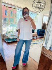 Mineral Washed Knit Top With Pocket