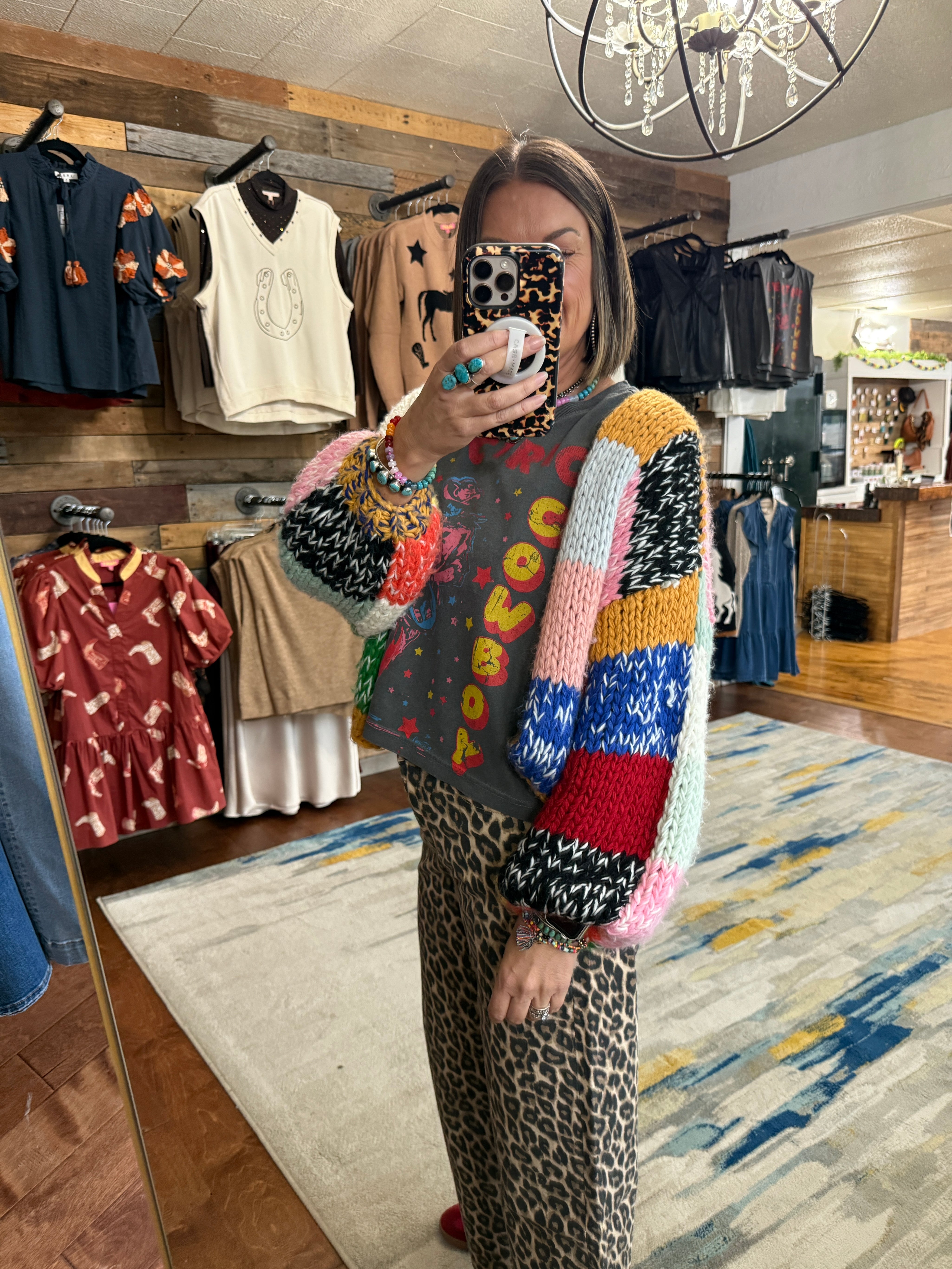 Rainbow Squares Cardigan