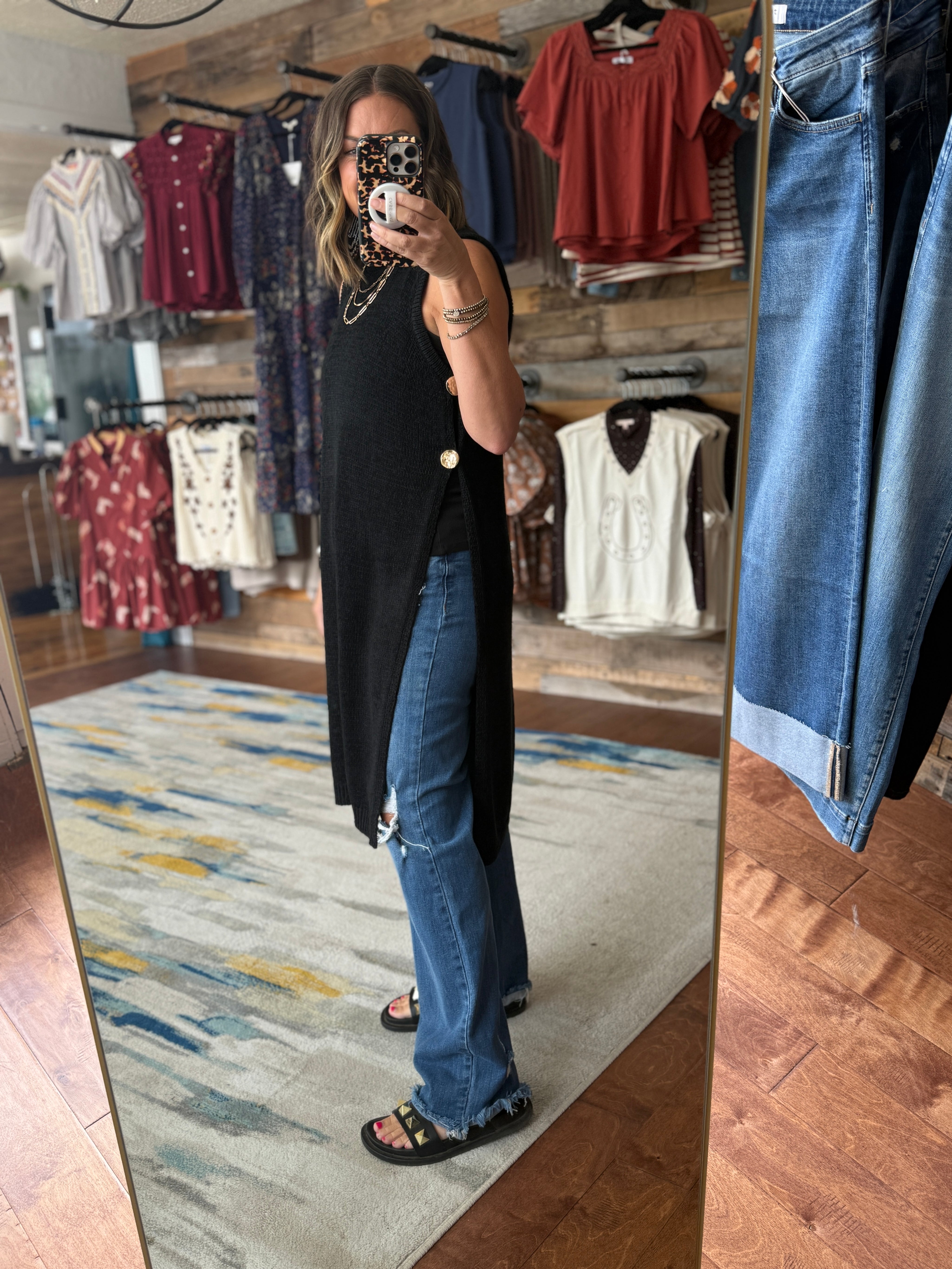 Sleeveless Open Longline Sweater