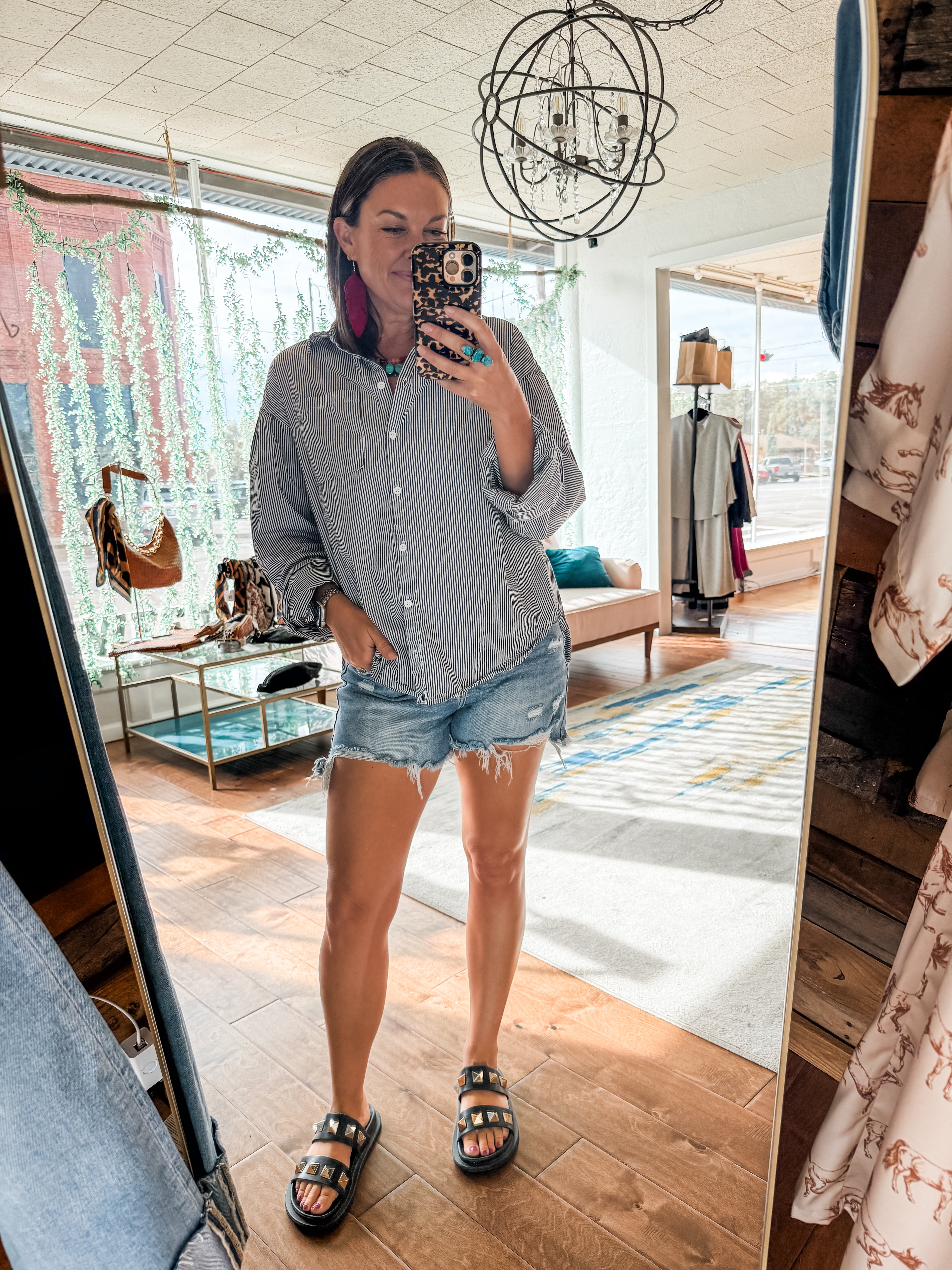Oversized Cuff Stripe Top