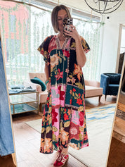 Mix Patchwork Floral Maxi Dress