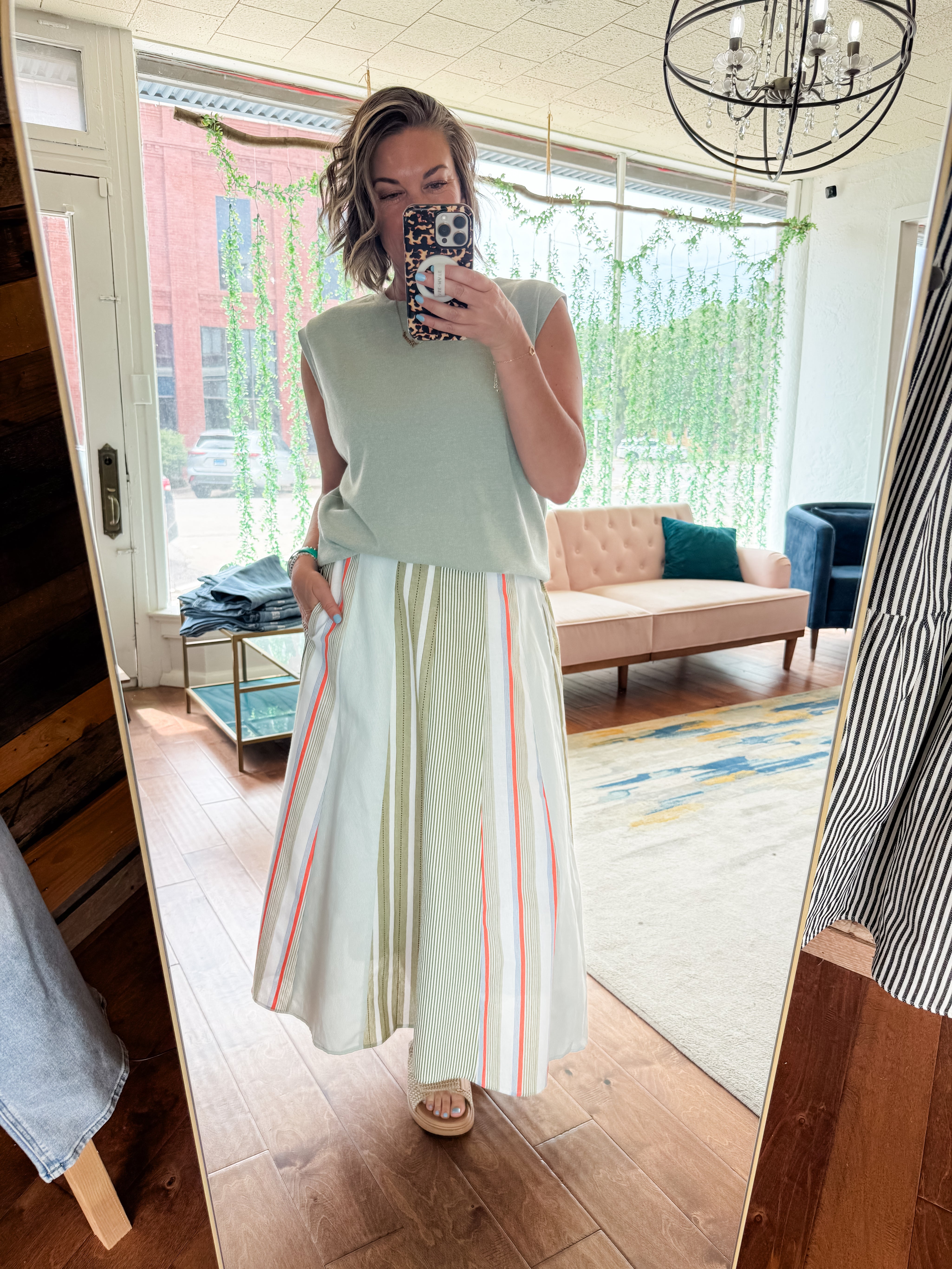 Summer Stripe Midi Skirt