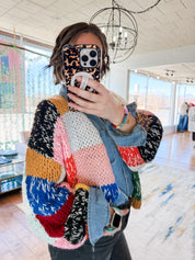 Rainbow Squares Cardigan