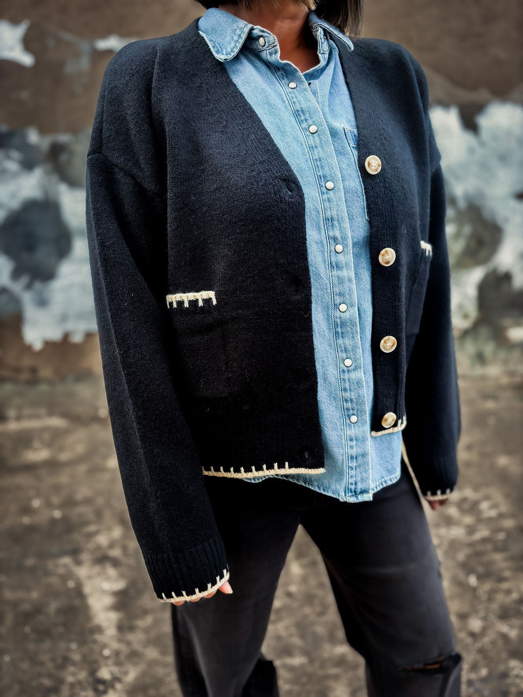 Whipstitch Sweater Cardigan