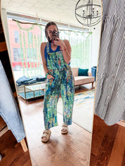 Watercolor Barrel Overalls