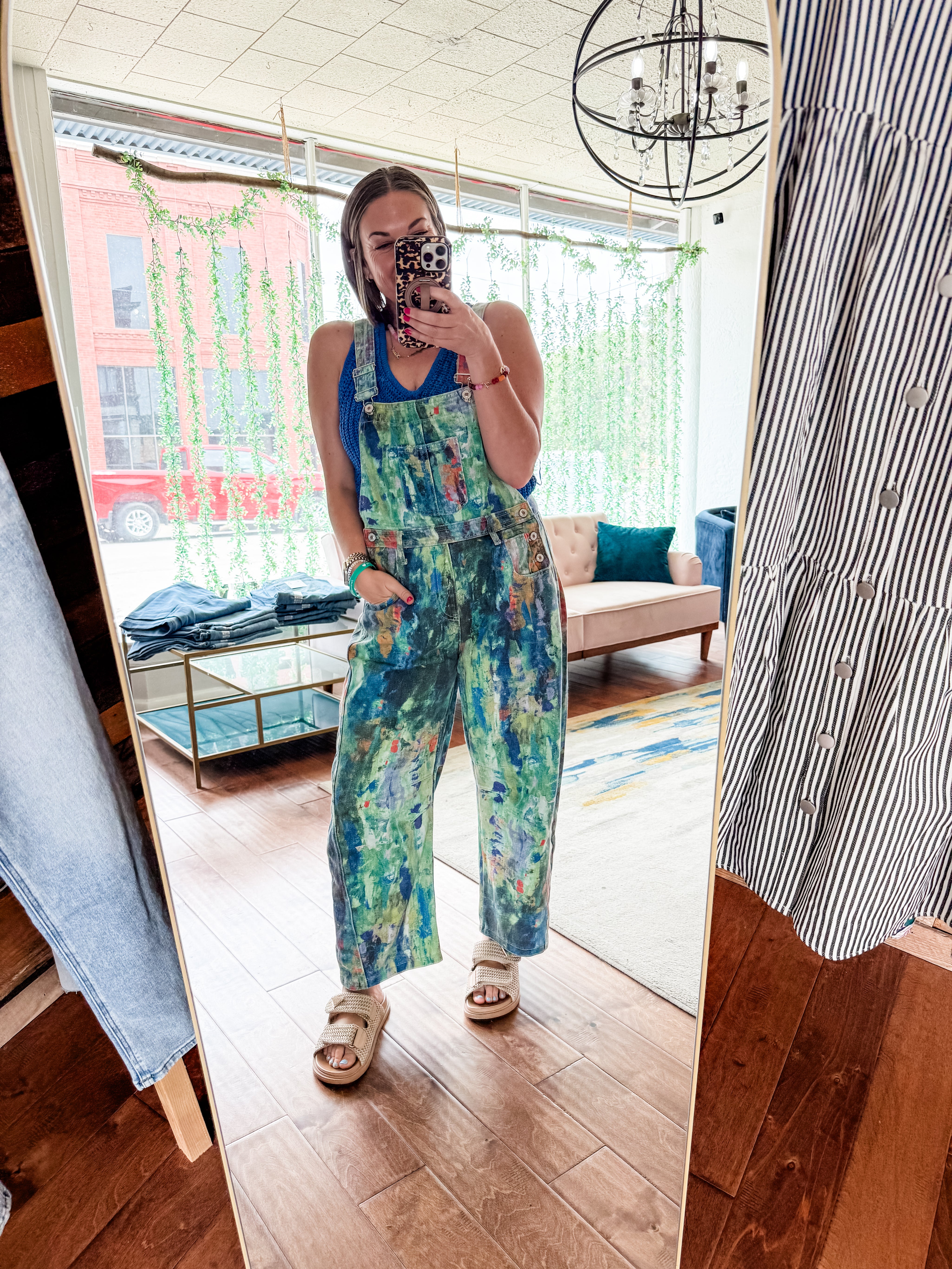Watercolor Barrel Overalls