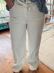 Striped Tie Waist Jeans