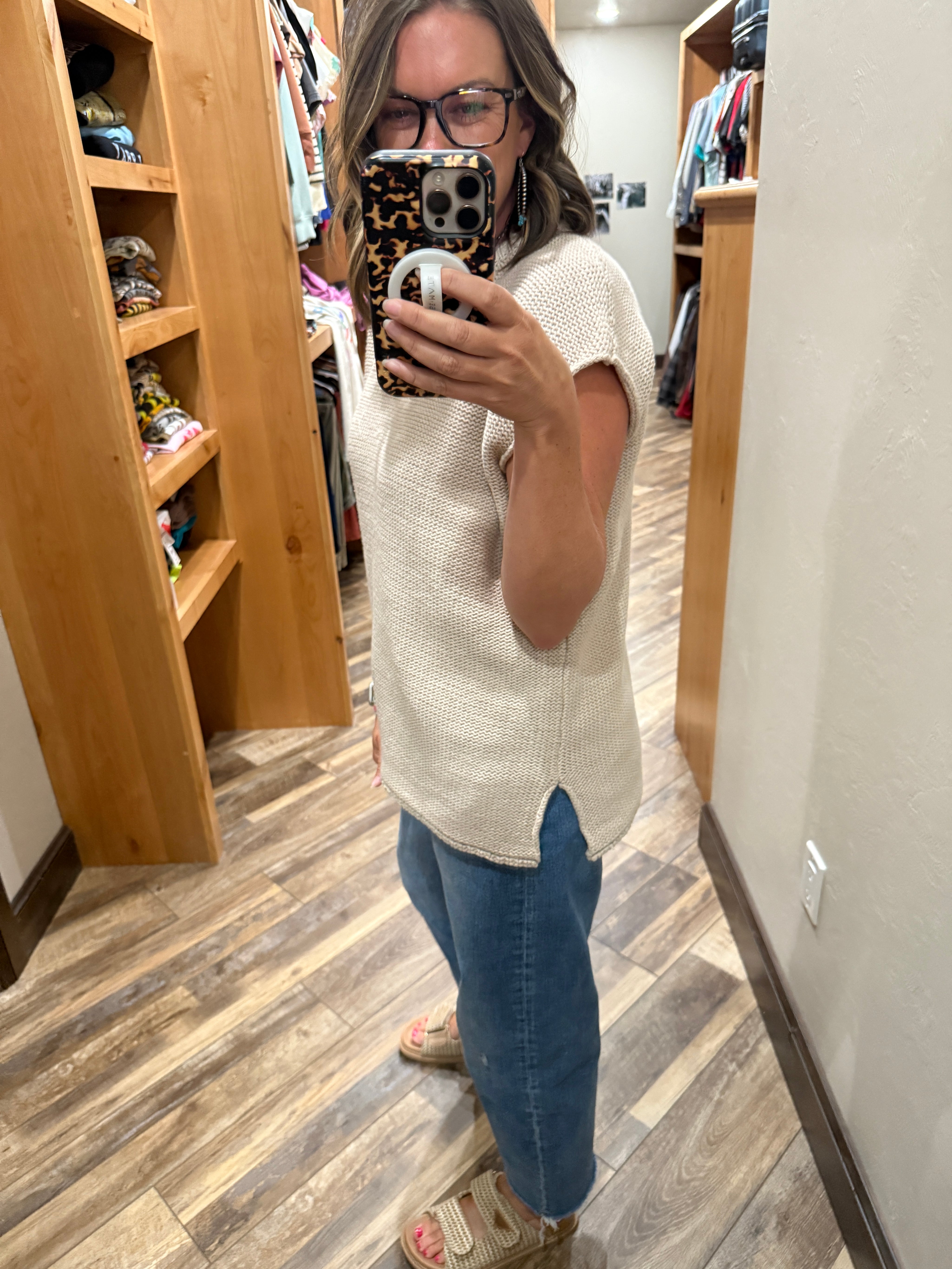 Classic Side-Slit Sleeveless Sweater