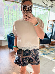 Vintage Patchwork Denim Shorts