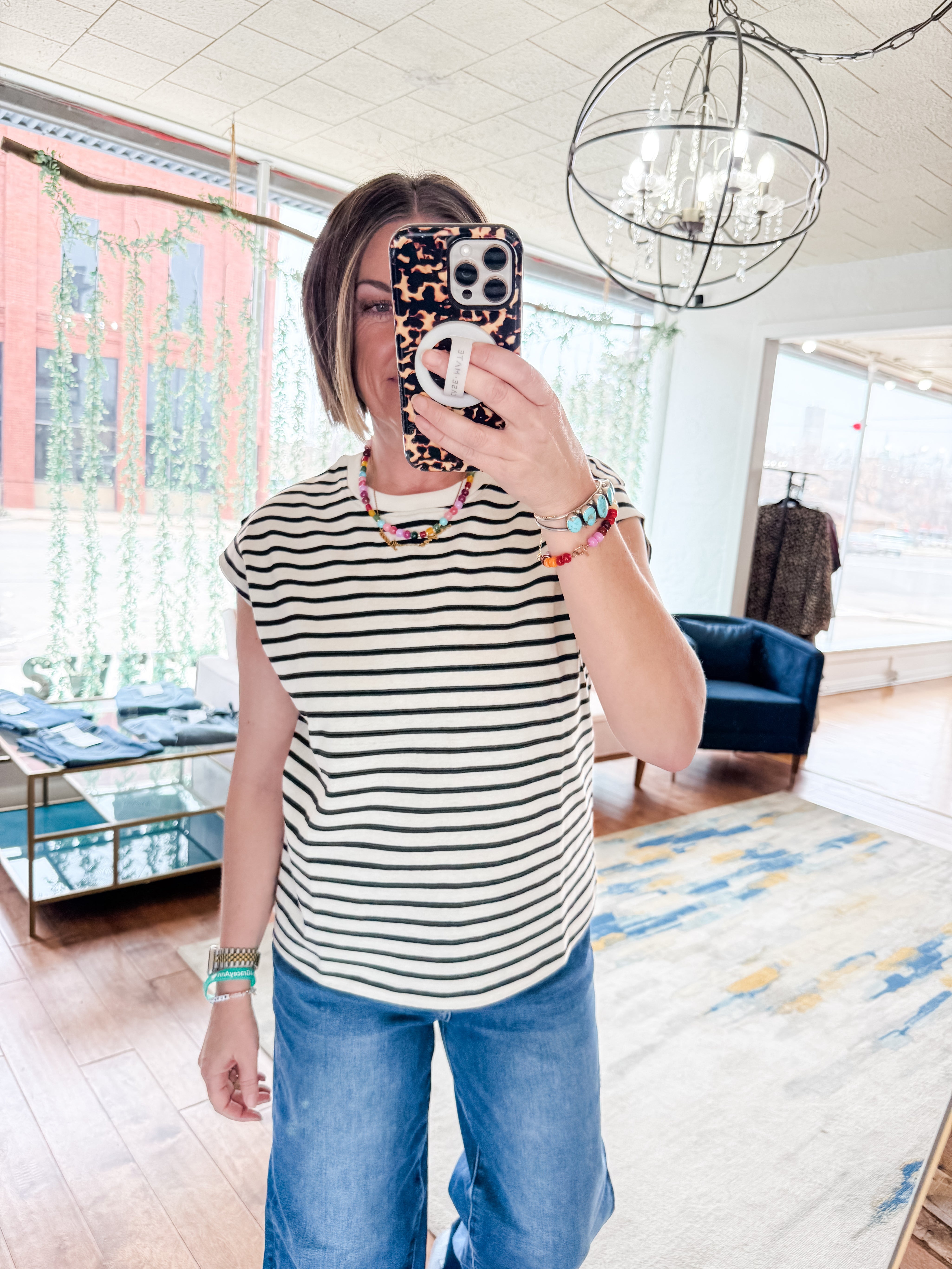 Striped Cap Sleeve Tee
