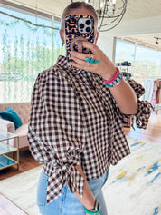 Gingham Tie Top