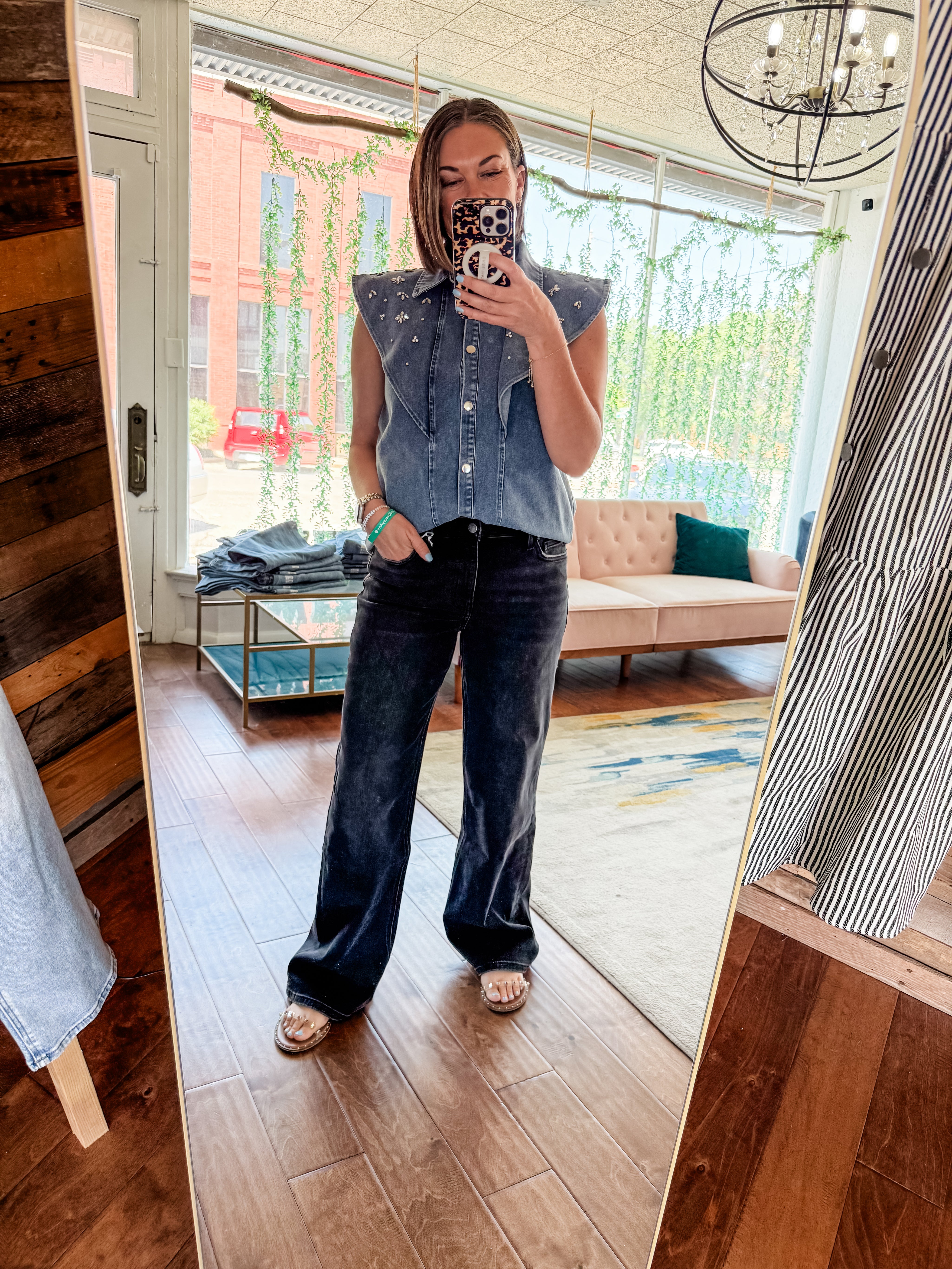 Dolly Embellished  Denim Top