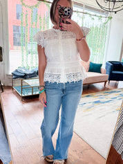 Lace & Eyelet Peplum Blouse
