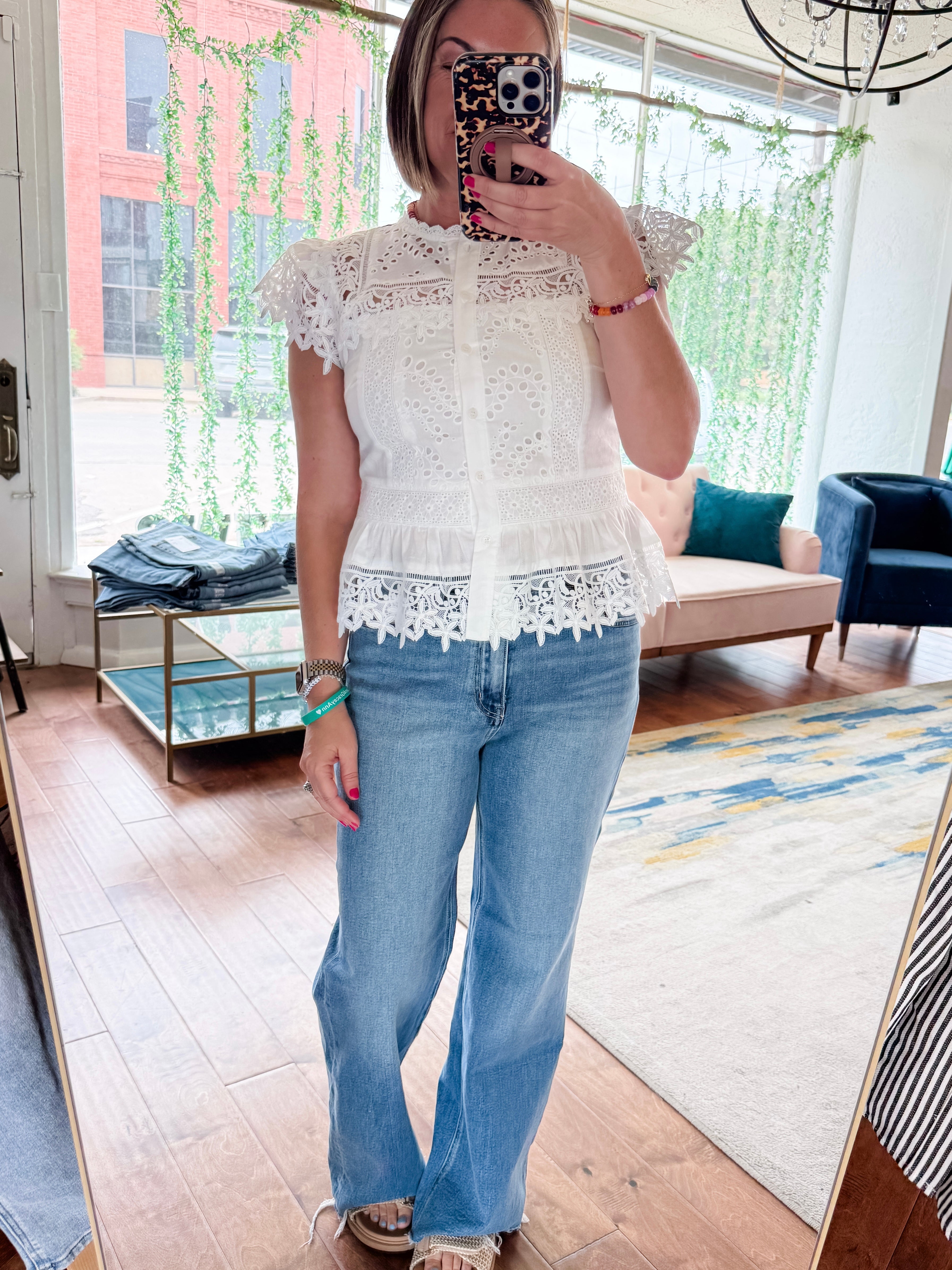 Lace & Eyelet Peplum Blouse