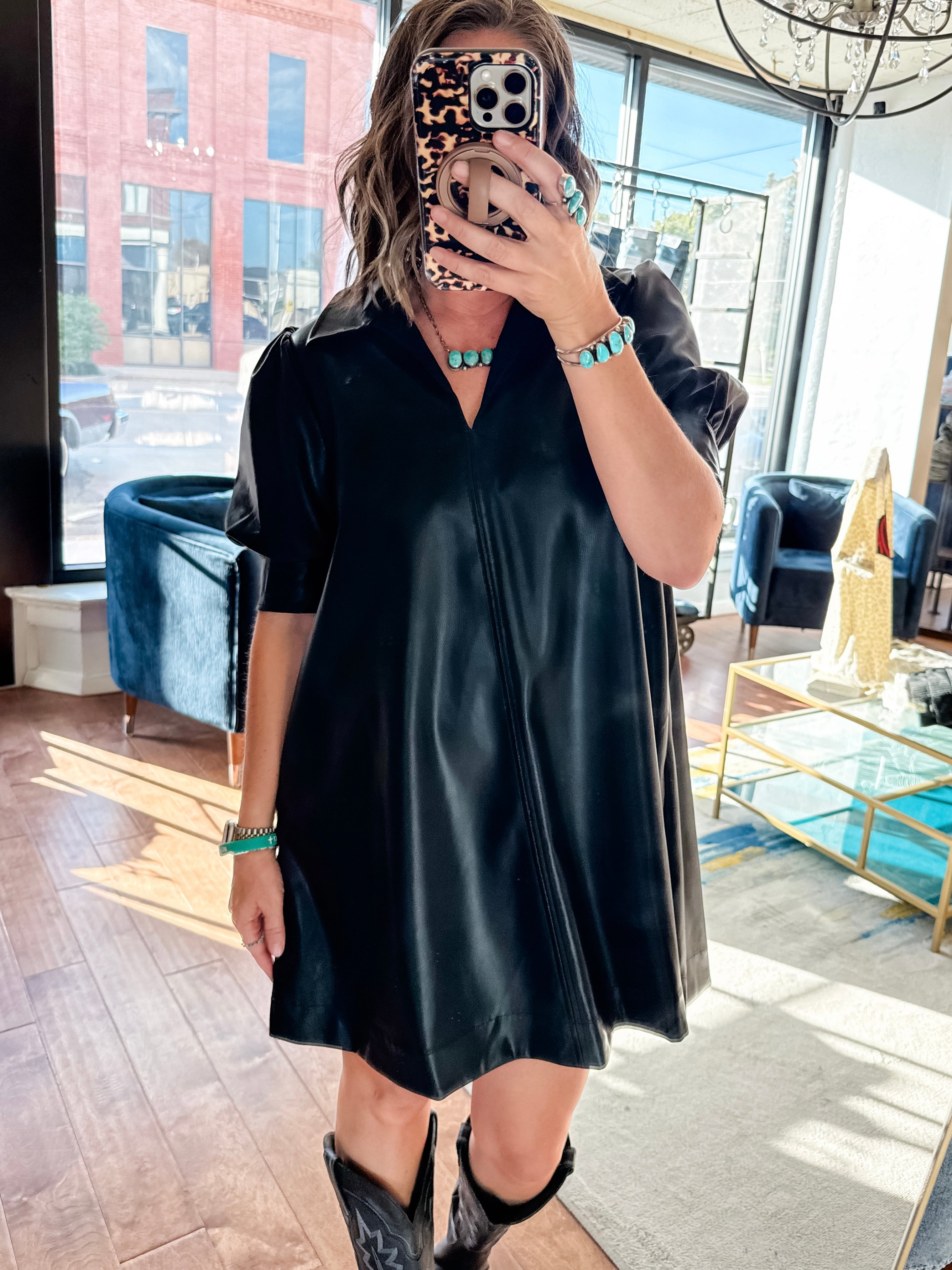 Pleather Mini Dress