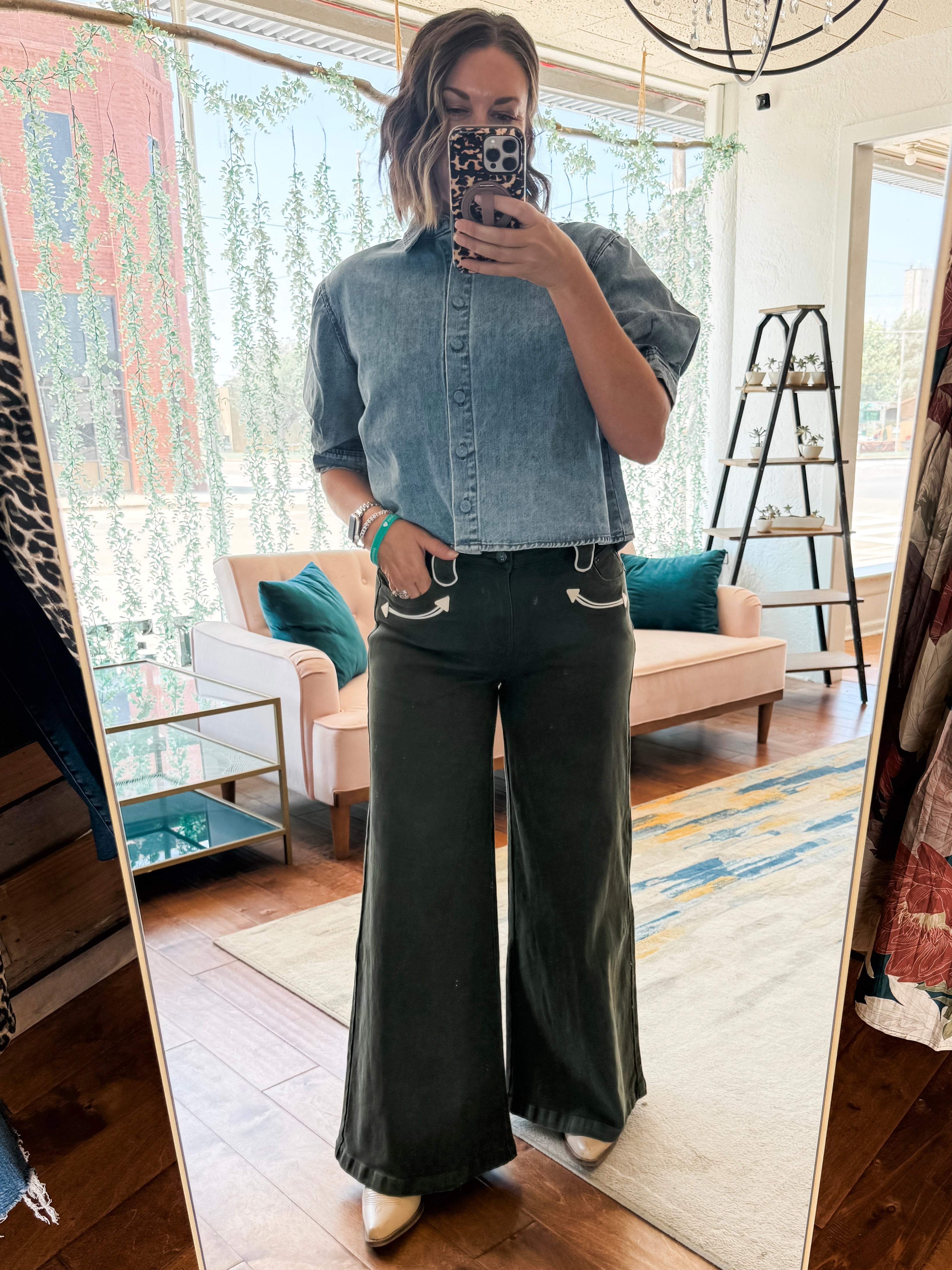 Denim Puff Sleeve Top