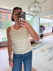 Ribbed Multi-Striped Tank