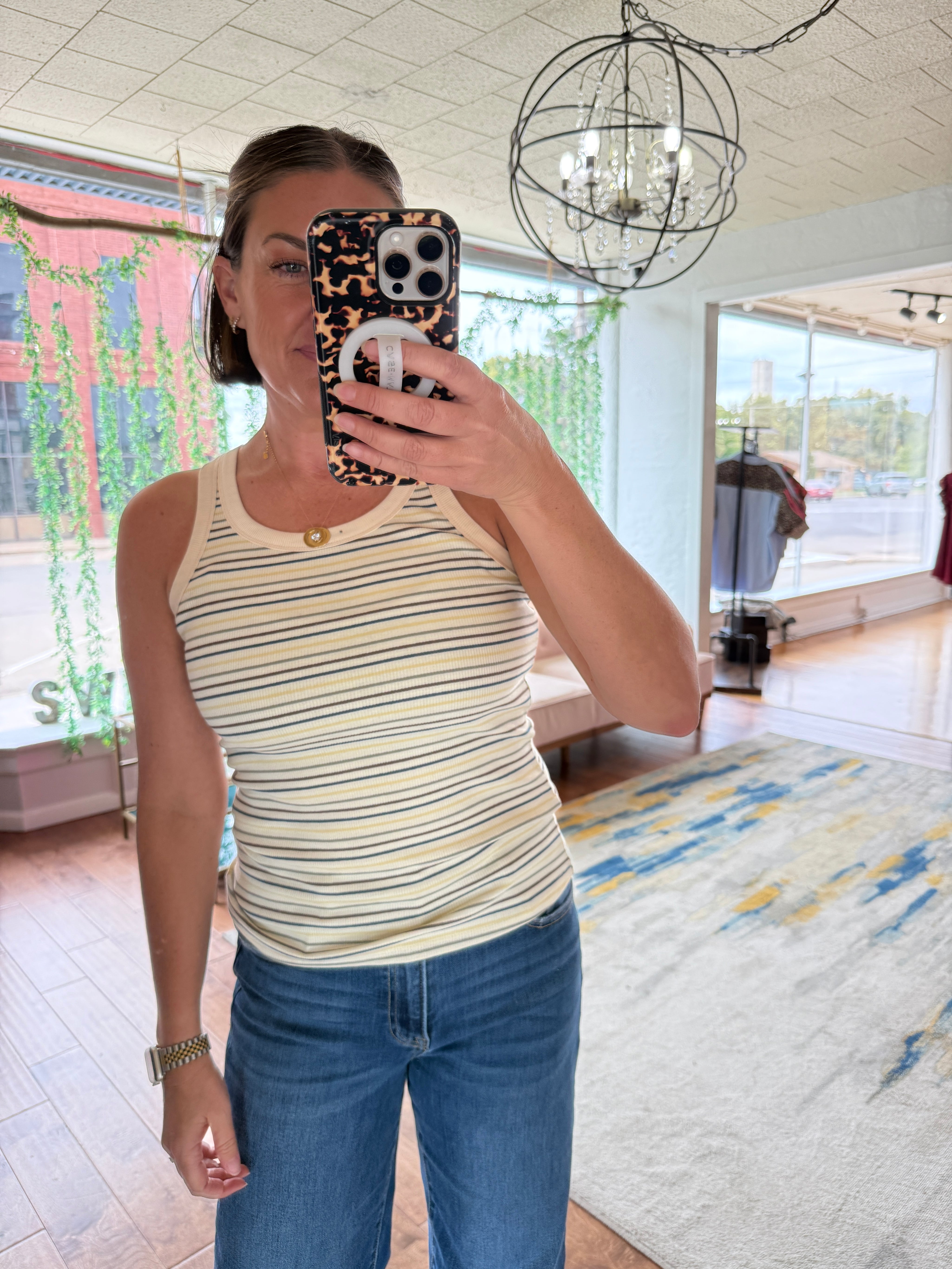 Ribbed Multi-Striped Tank