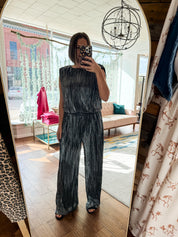 Metallic Muscle Top Pant Set