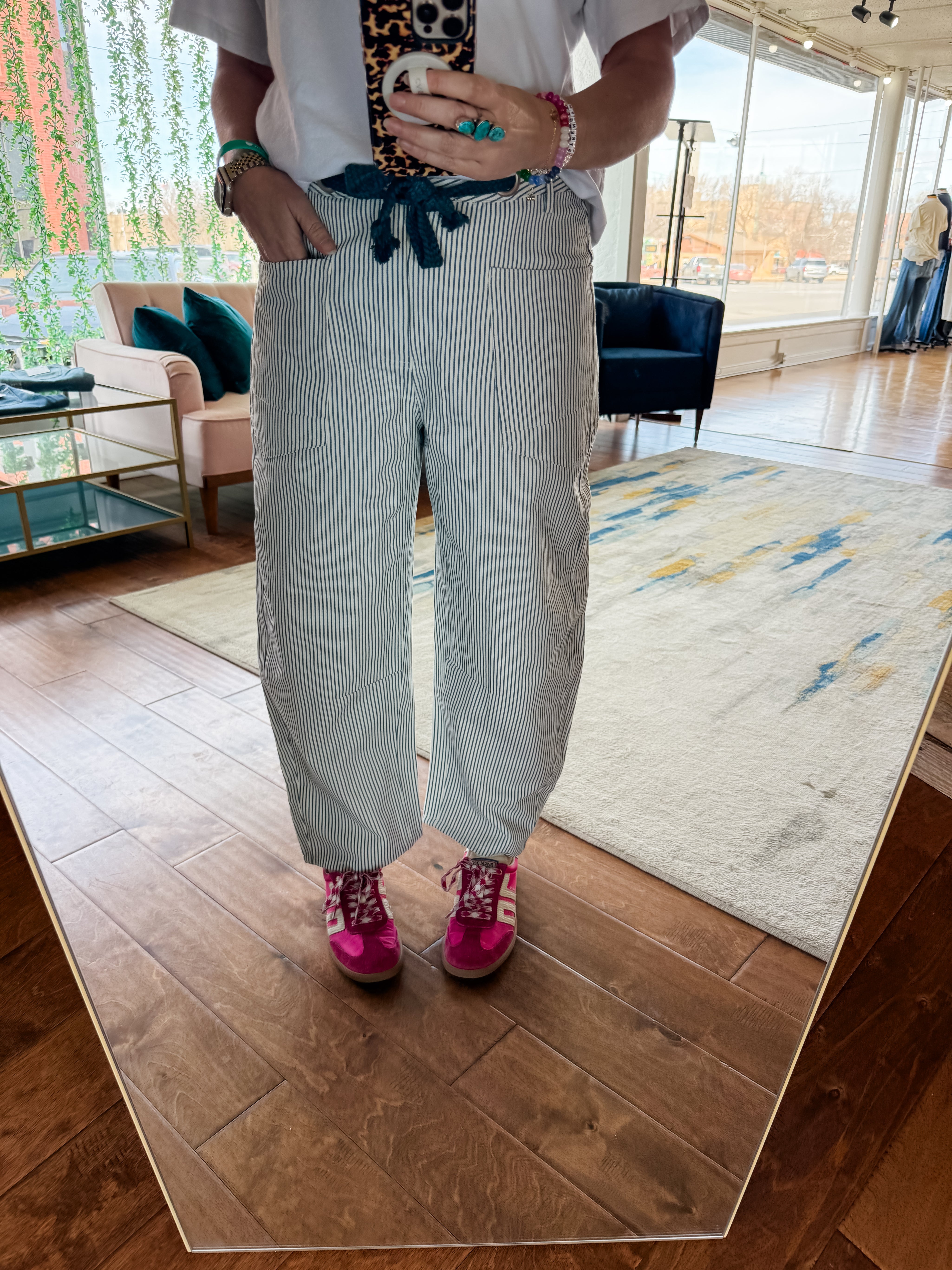 Striped Utility Barrel Pants