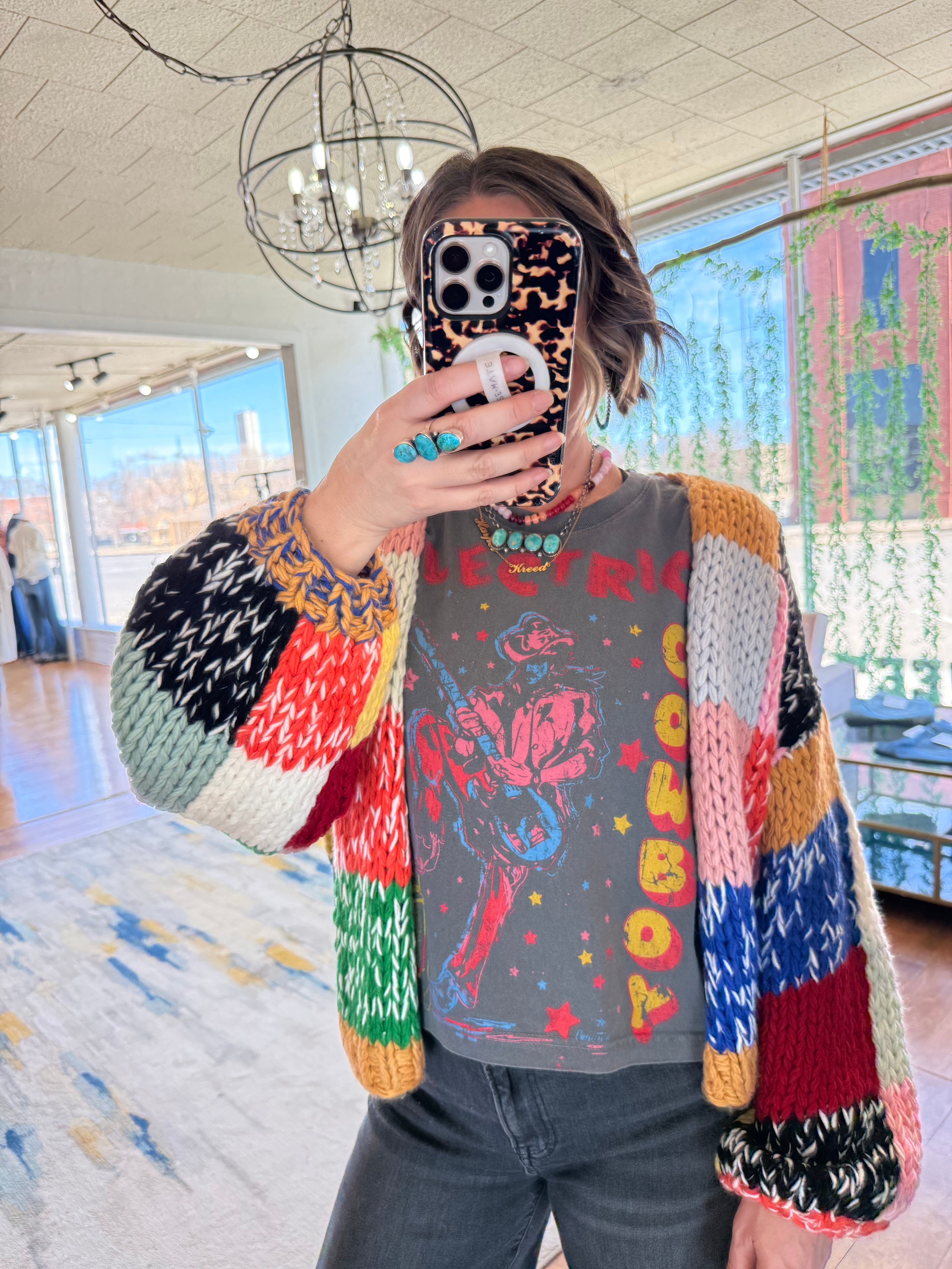 Rainbow Squares Cardigan