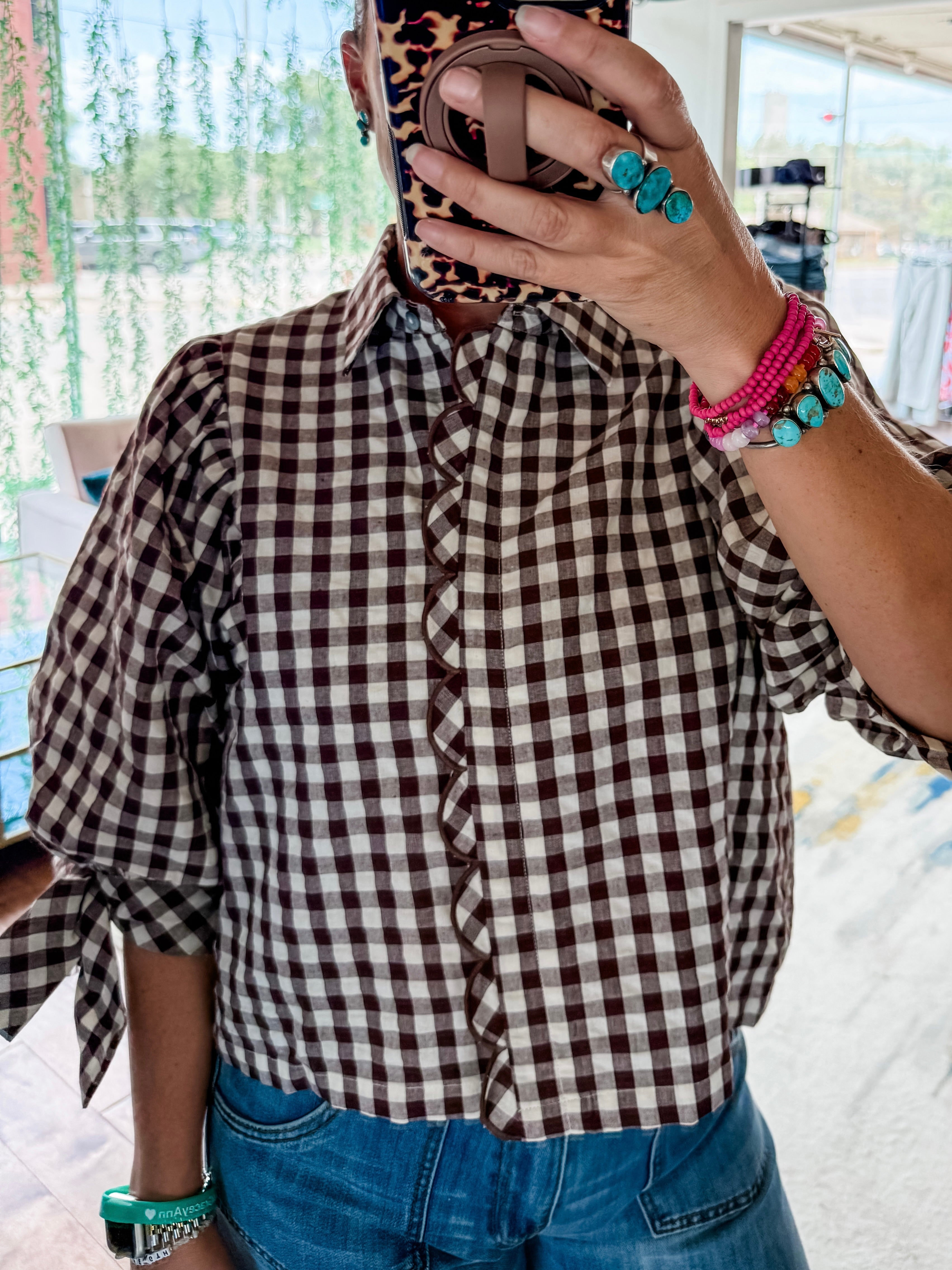 Gingham Tie Top