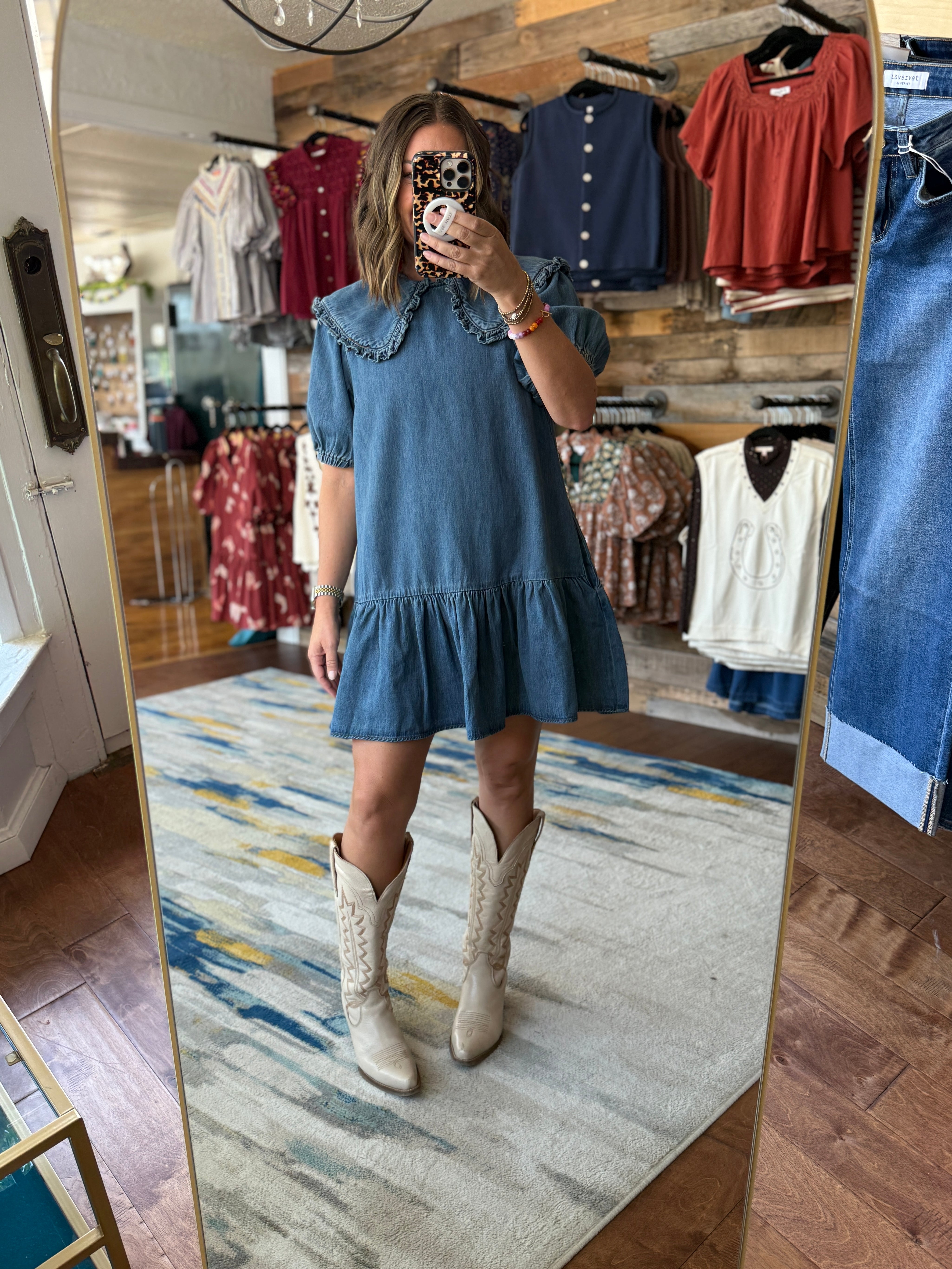 Wide Collar Denim Dress