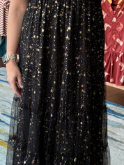 Mesh Gold Star Midi Dress