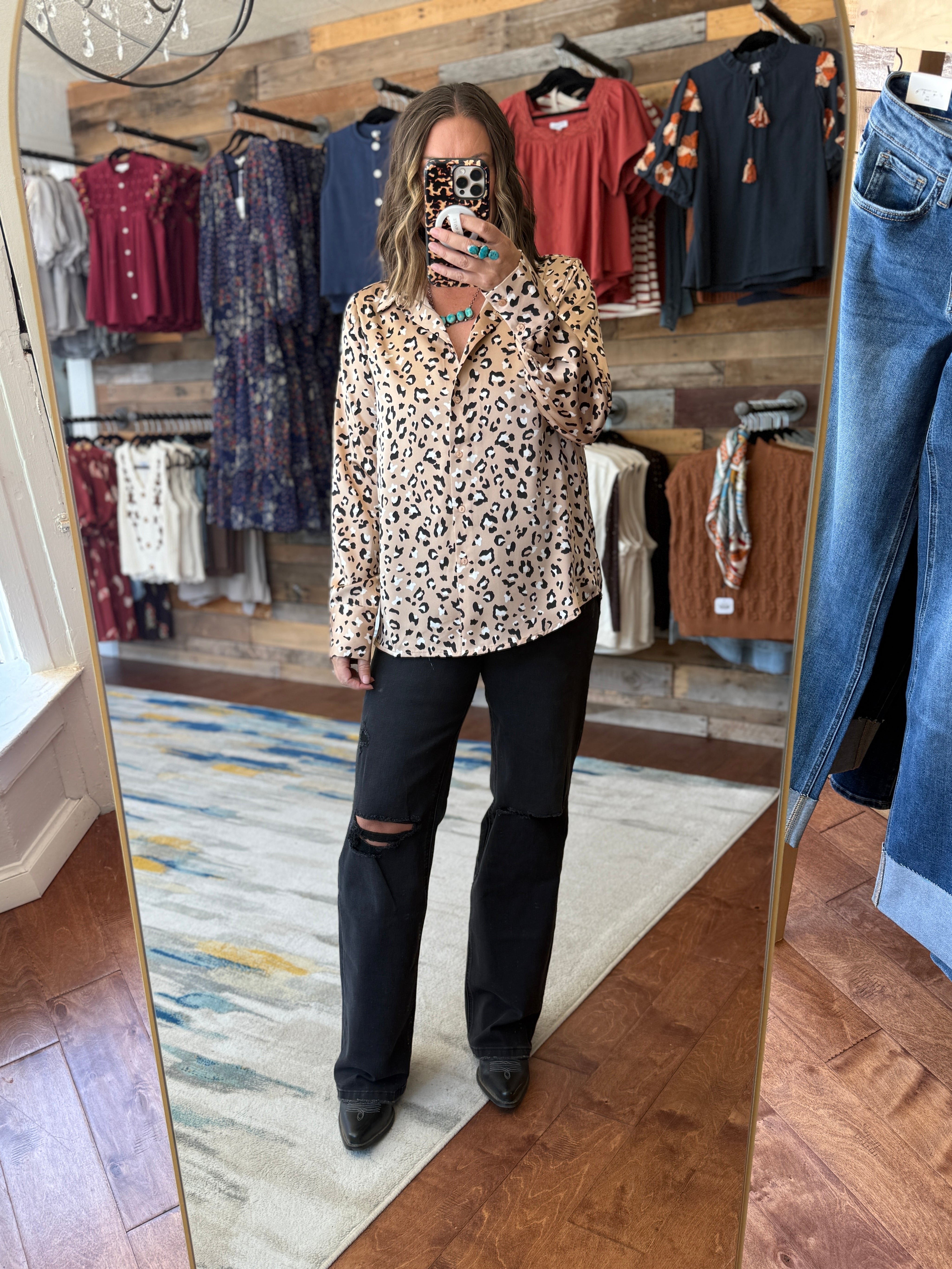 Leopard Satin Blouse