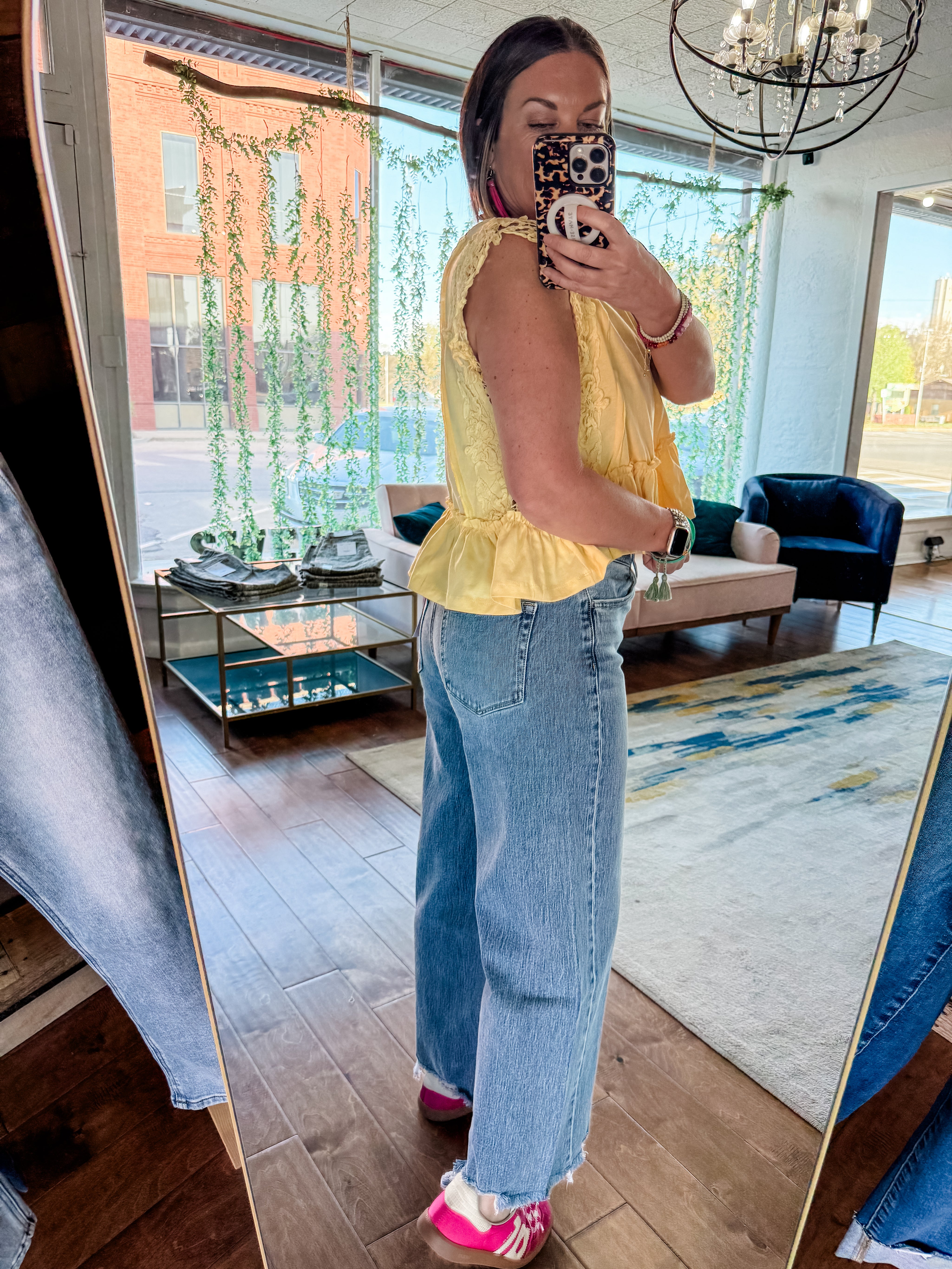 Slant Side Wide Leg Jeans