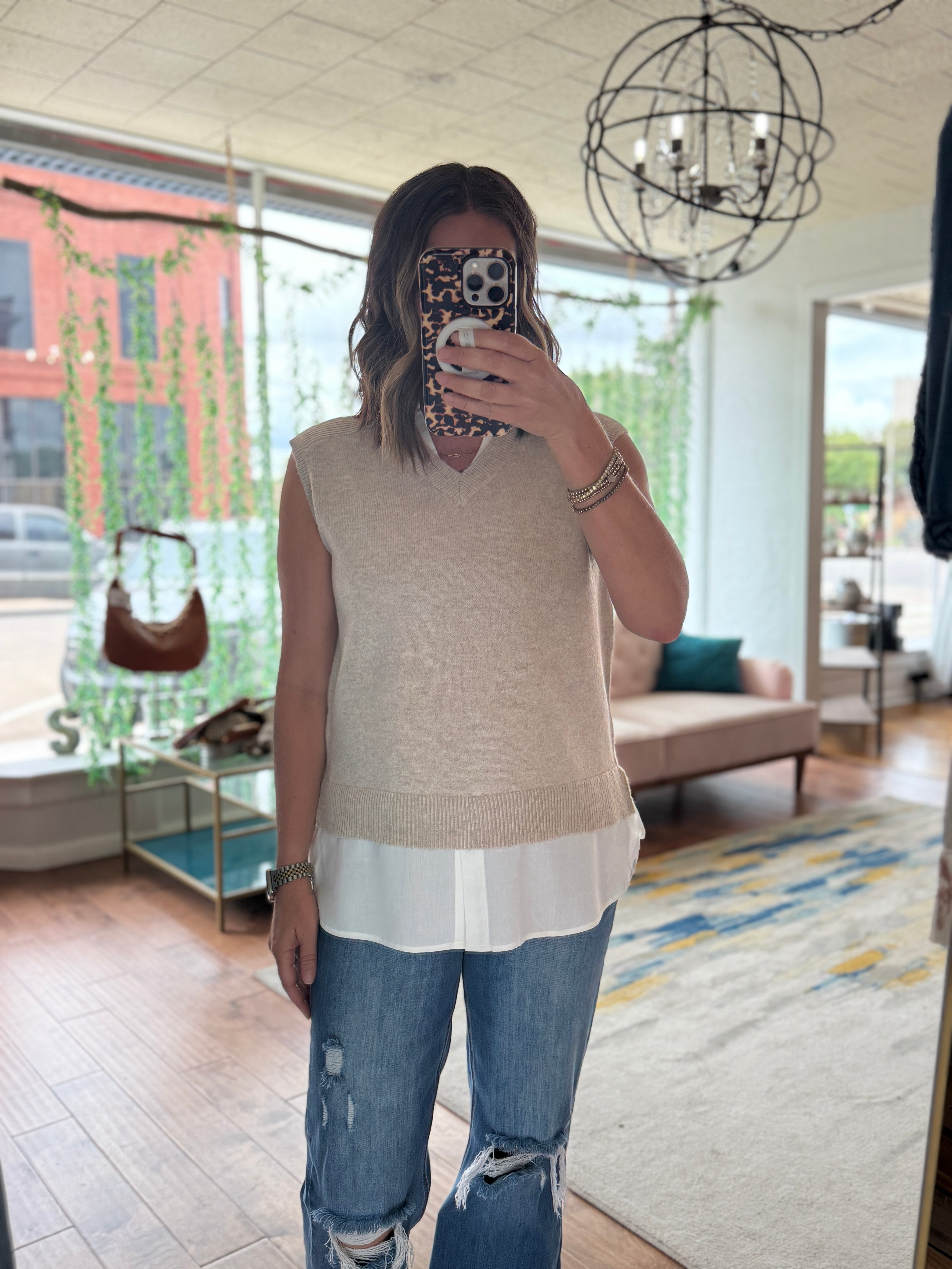 Mix Layer Shirt Vest