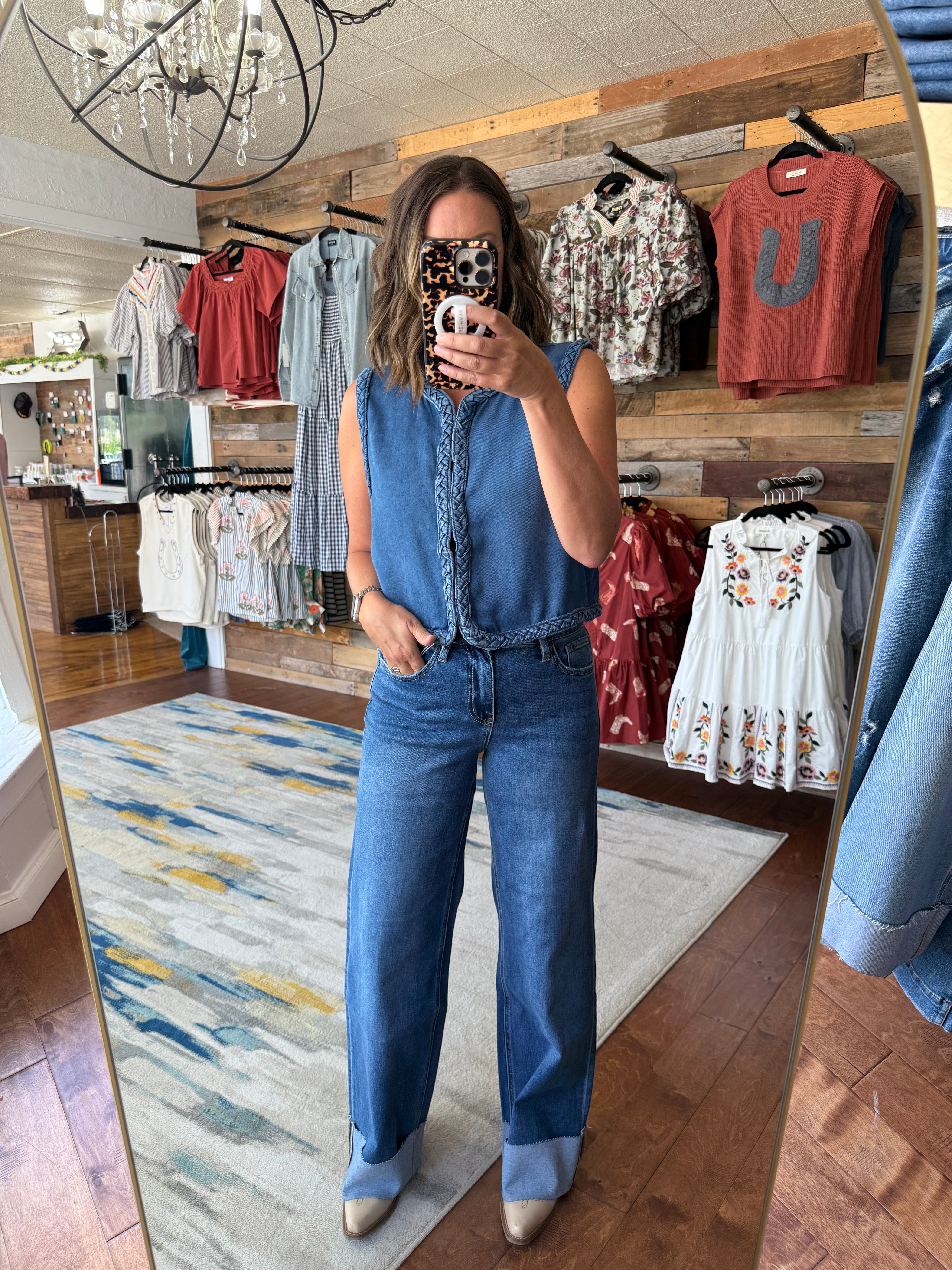 Braided Denim Vest