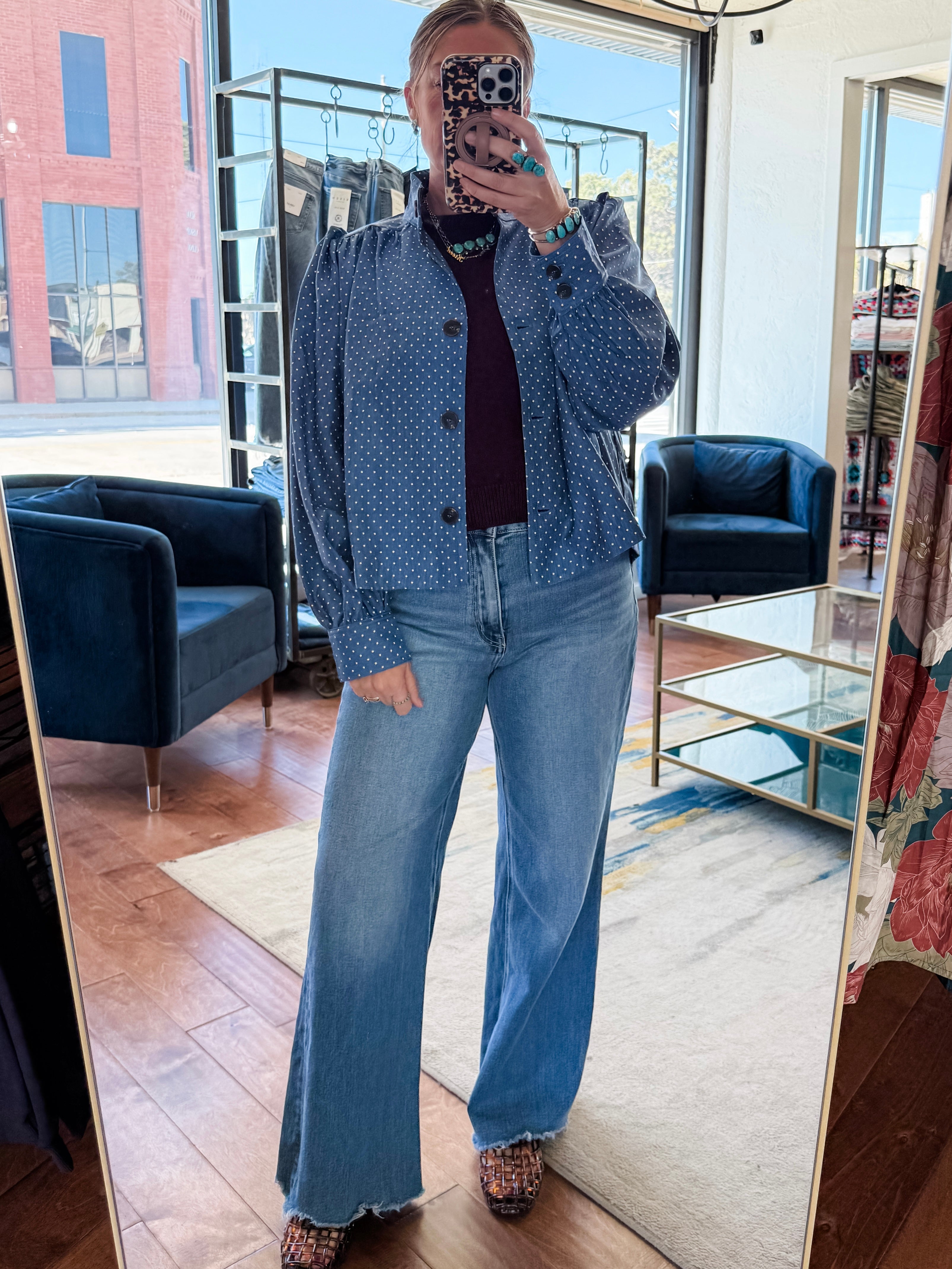 Denim Polka Dot Jacket