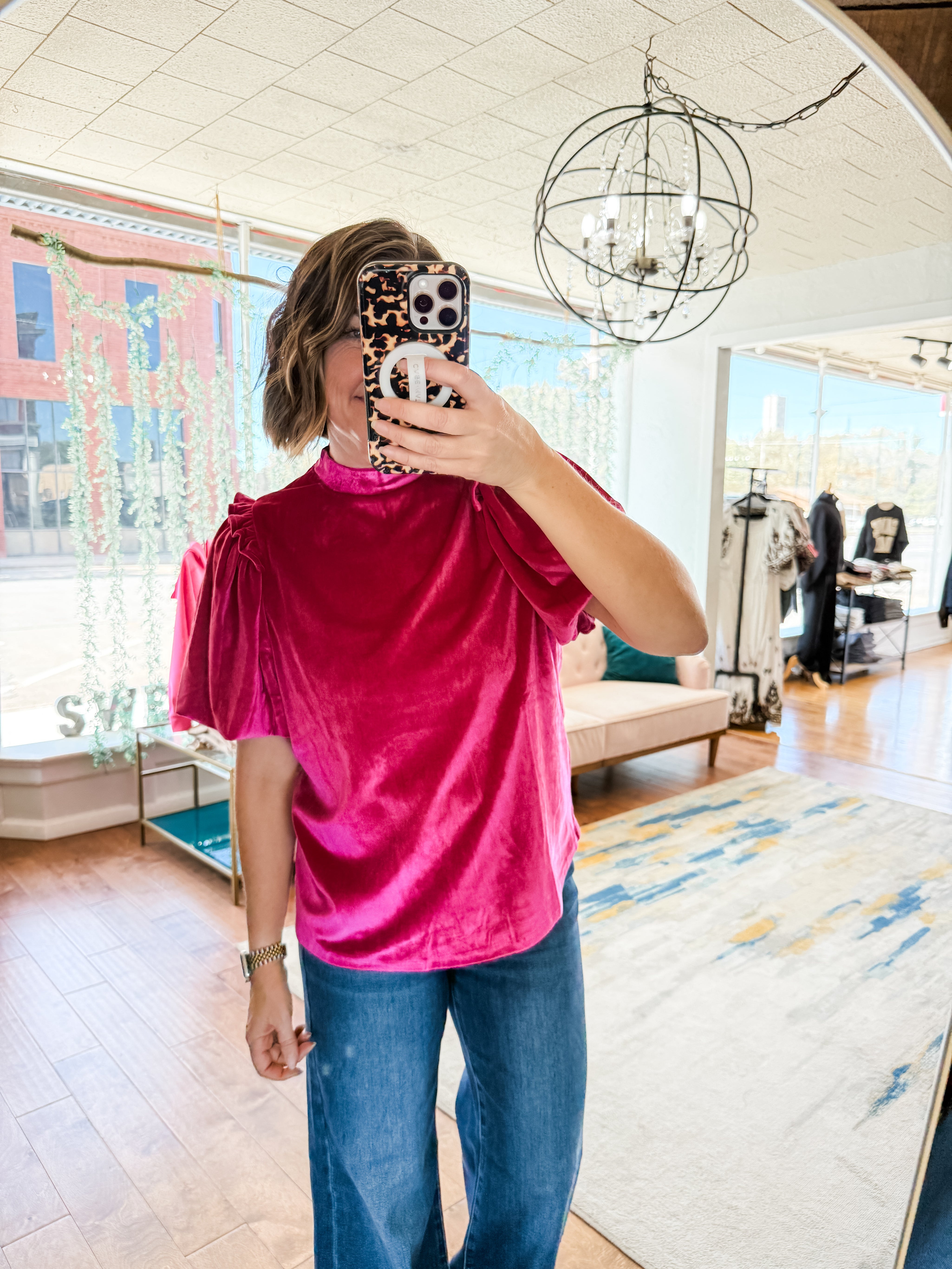 Velvet Puff Short Sleeve Top