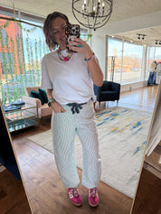 Striped Utility Barrel Pants